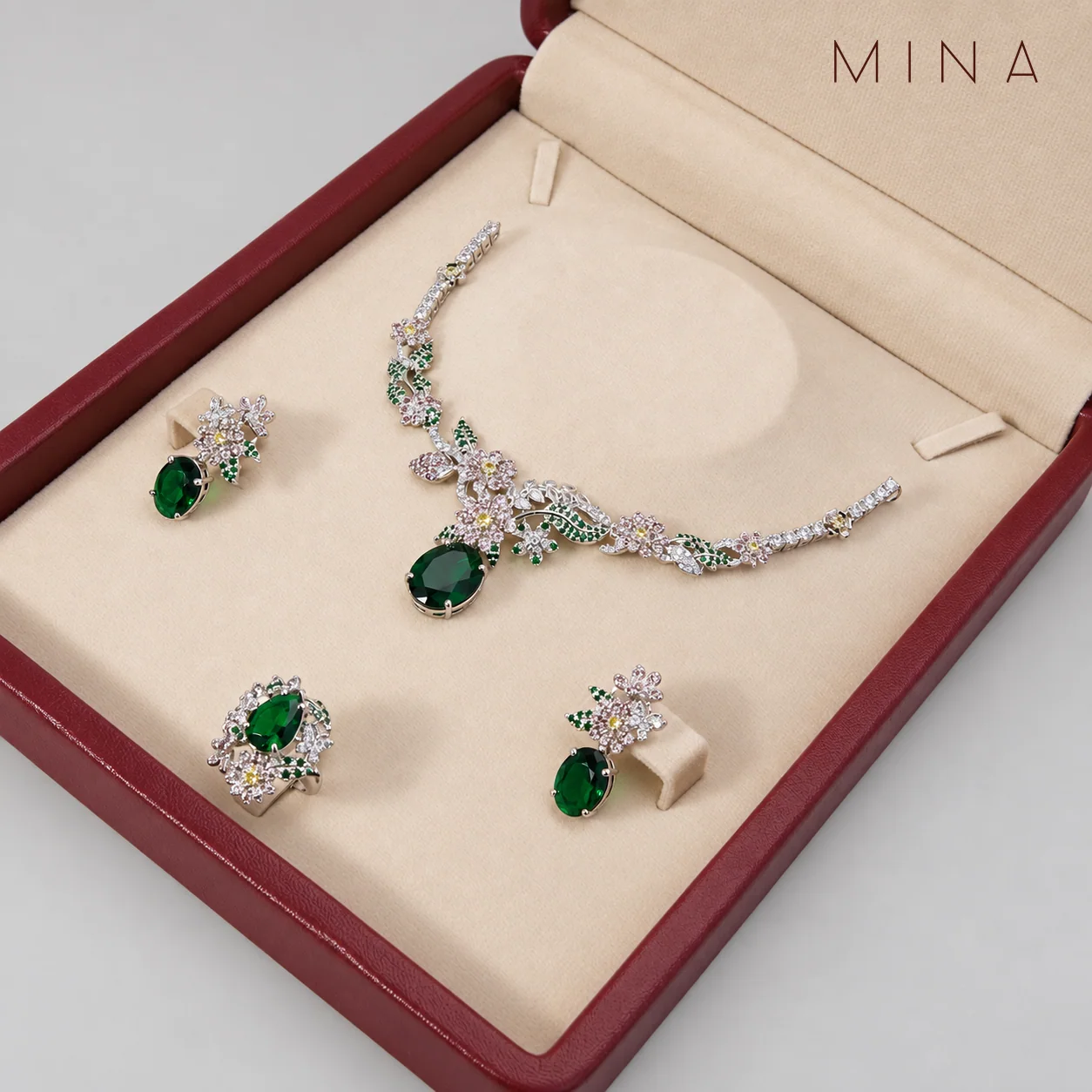 Emerald Blossom Set, view 1 — House of Mina