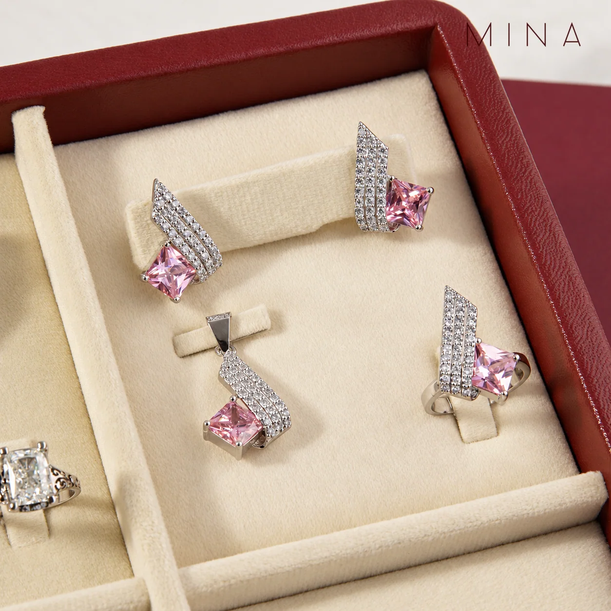 Pink Princess Ribbon Locket Set, view 1 — House of Mina