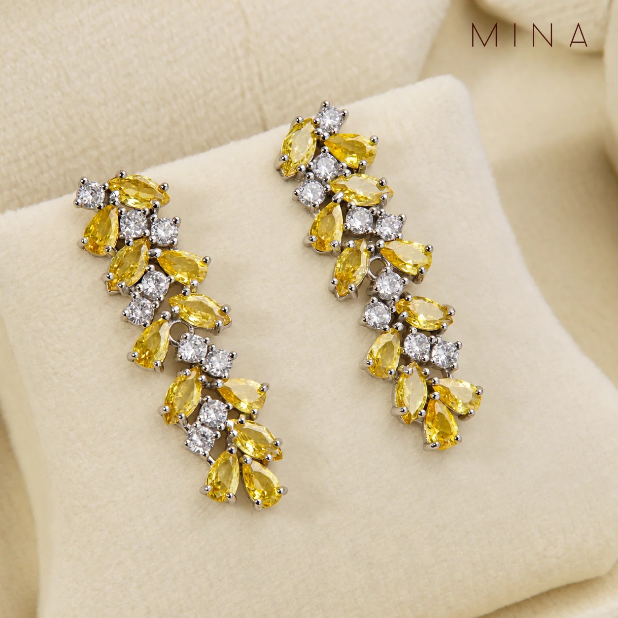 Canary Leaf Vine Earrings, view 1 — House of Mina