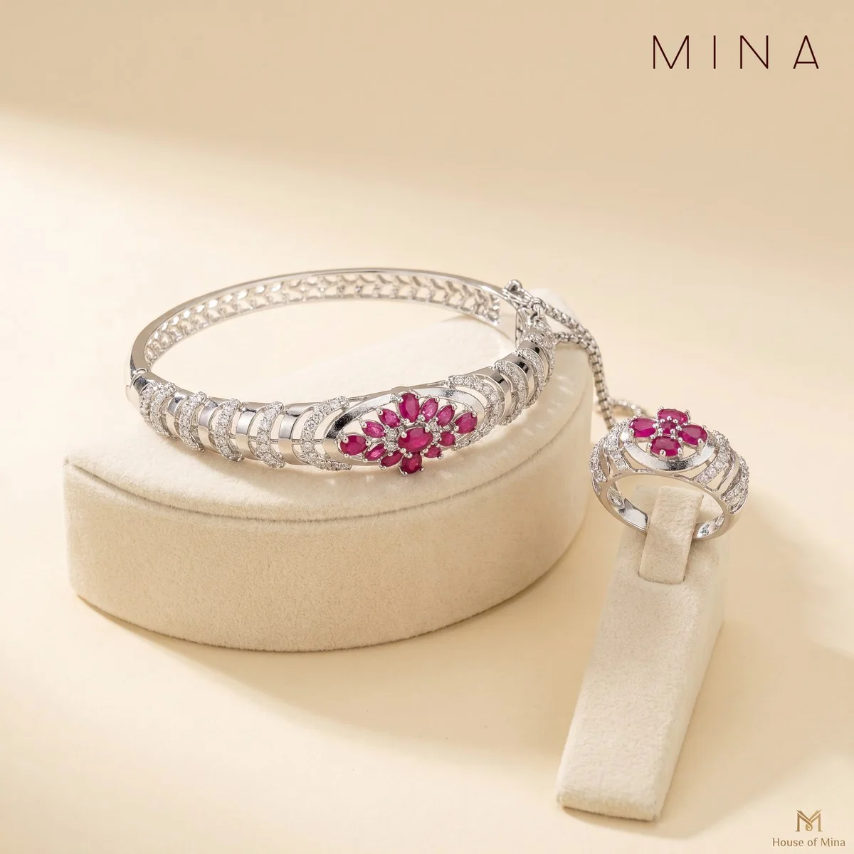 Ruby River Bangle & Ring, view 1 — House of Mina