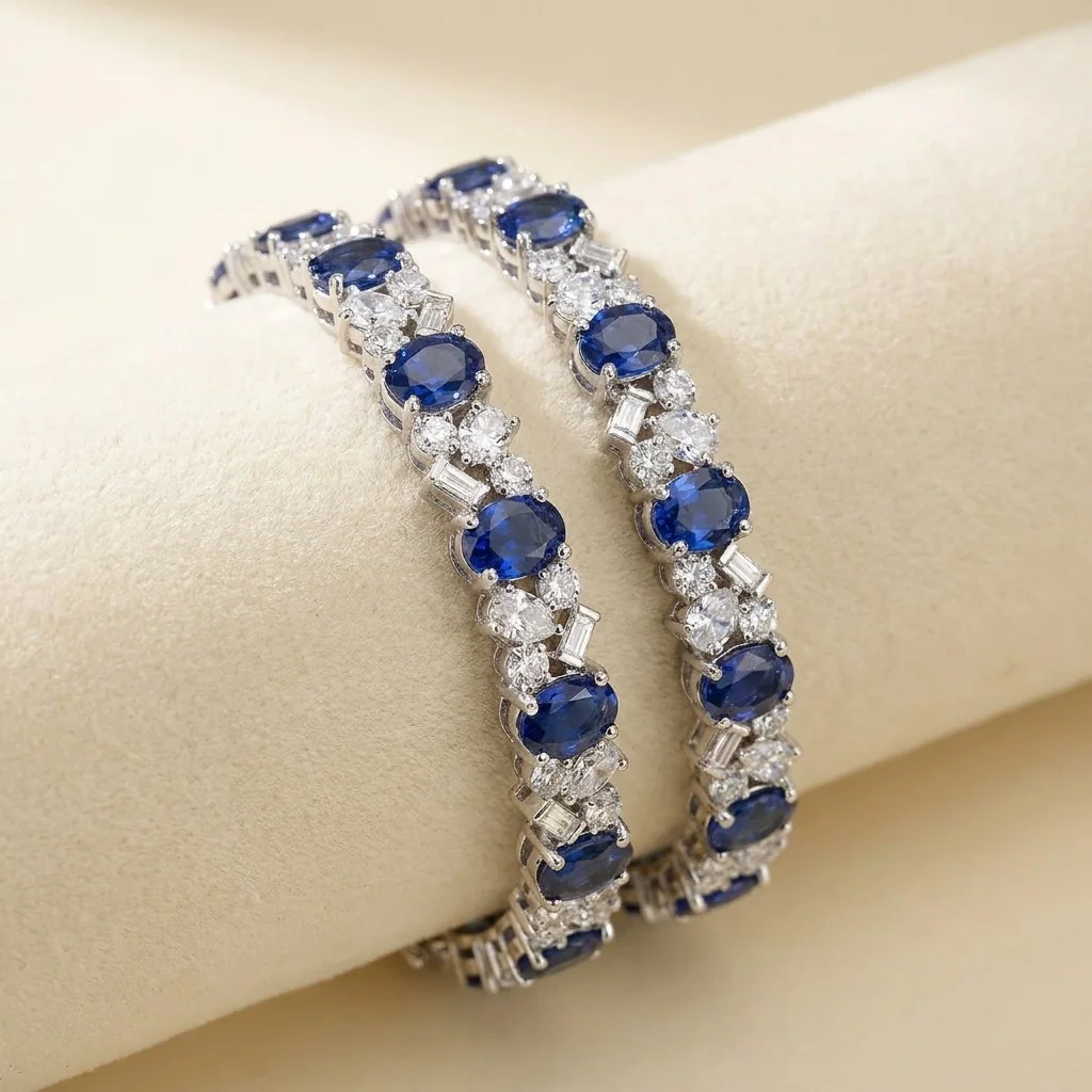 Sapphire Bangle Pair, view 1 — House of Mina