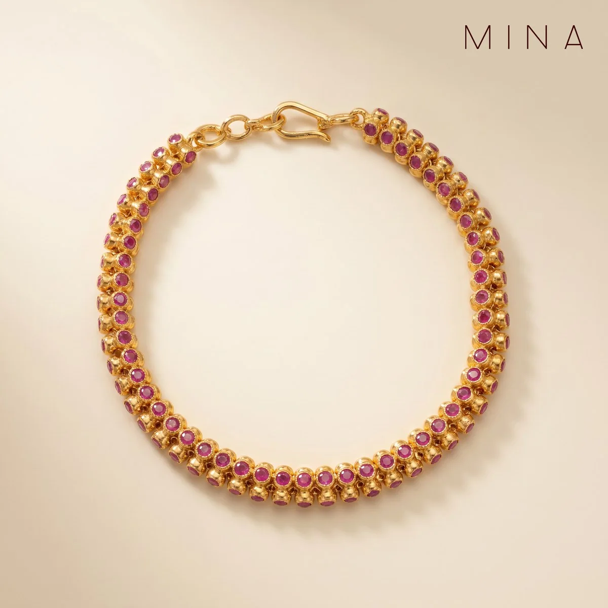 Ruby Line Bracelet, view 1 — House of Mina