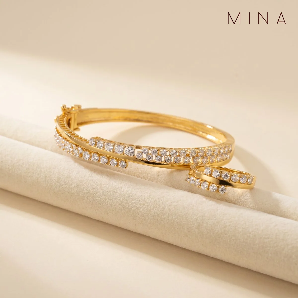Two-Tone Crossover Bracelet & Ring, view 1 — House of Mina