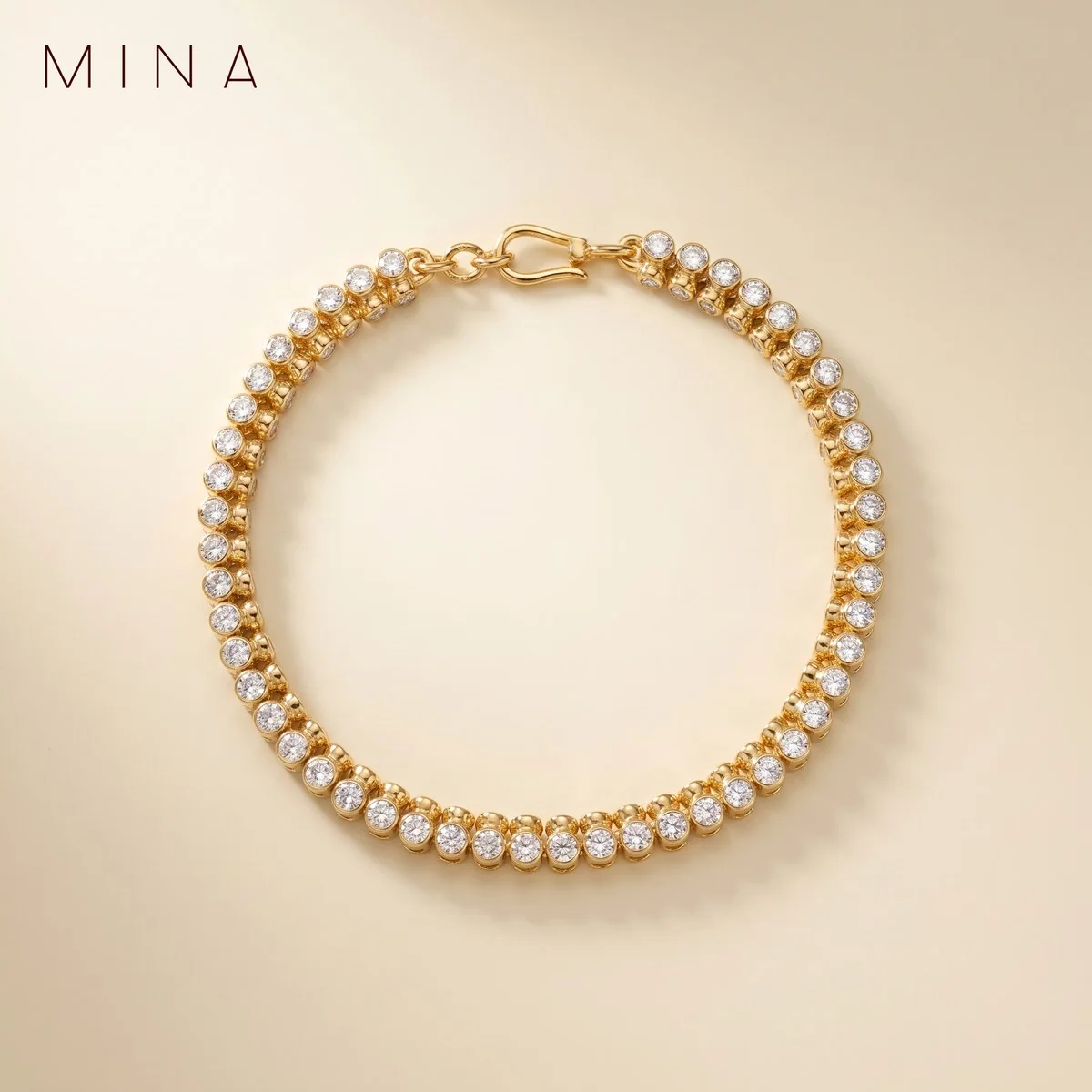 Double-Row Bezel Tennis Bracelet, view 1 — House of Mina