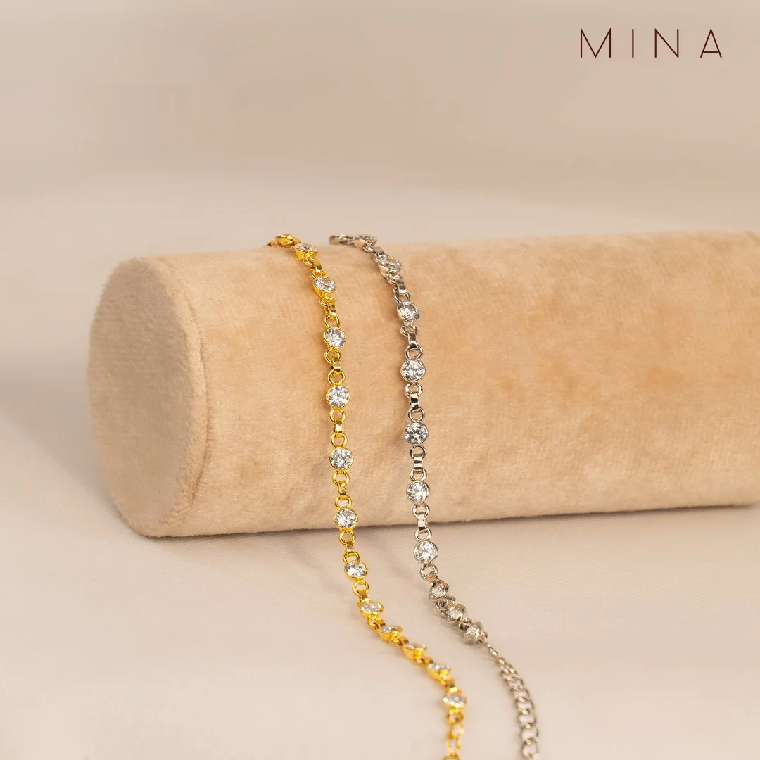 Bezel Line Bracelet Pair, view 1 — House of Mina