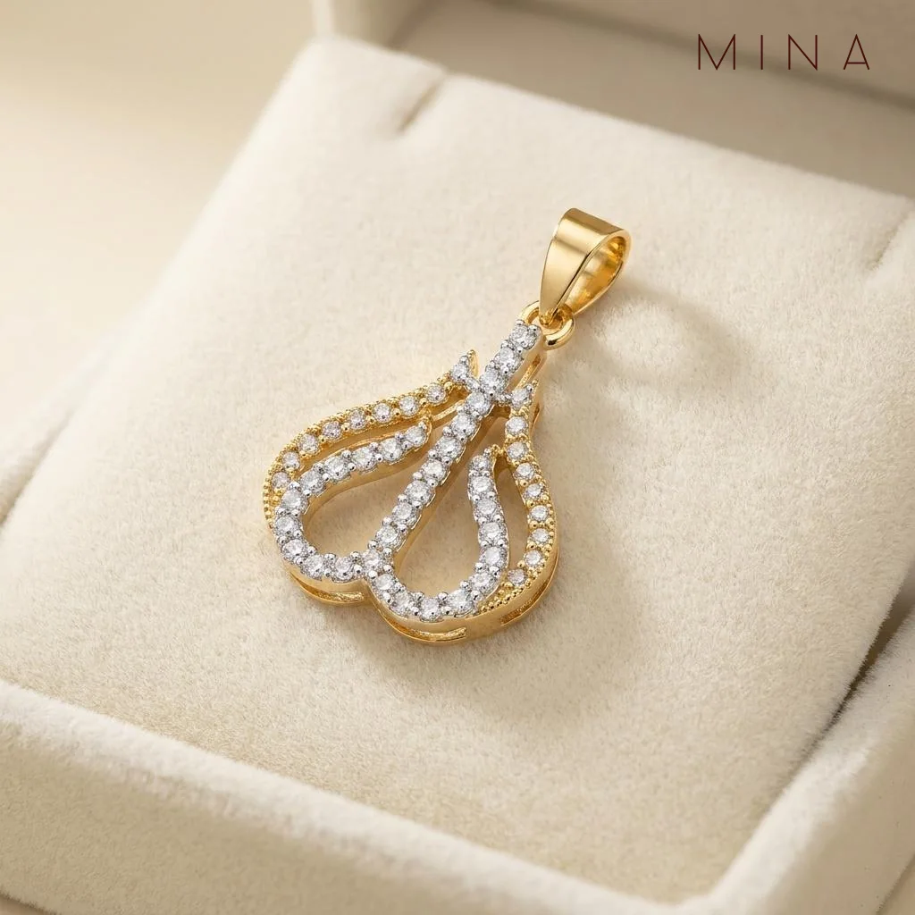 Allah Teardrop Pavé Locket, view 1 — House of Mina