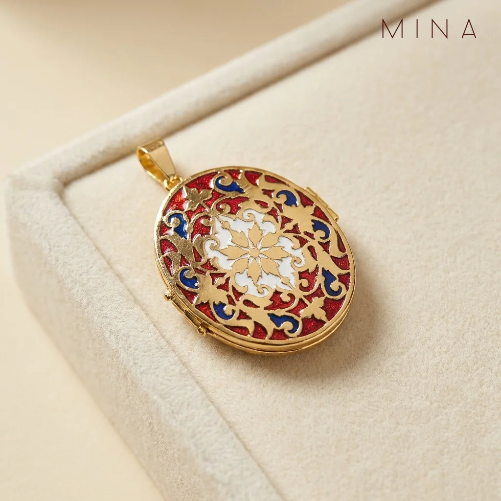 Engraved Calligraphy Oval Locket, view 2 — House of Mina