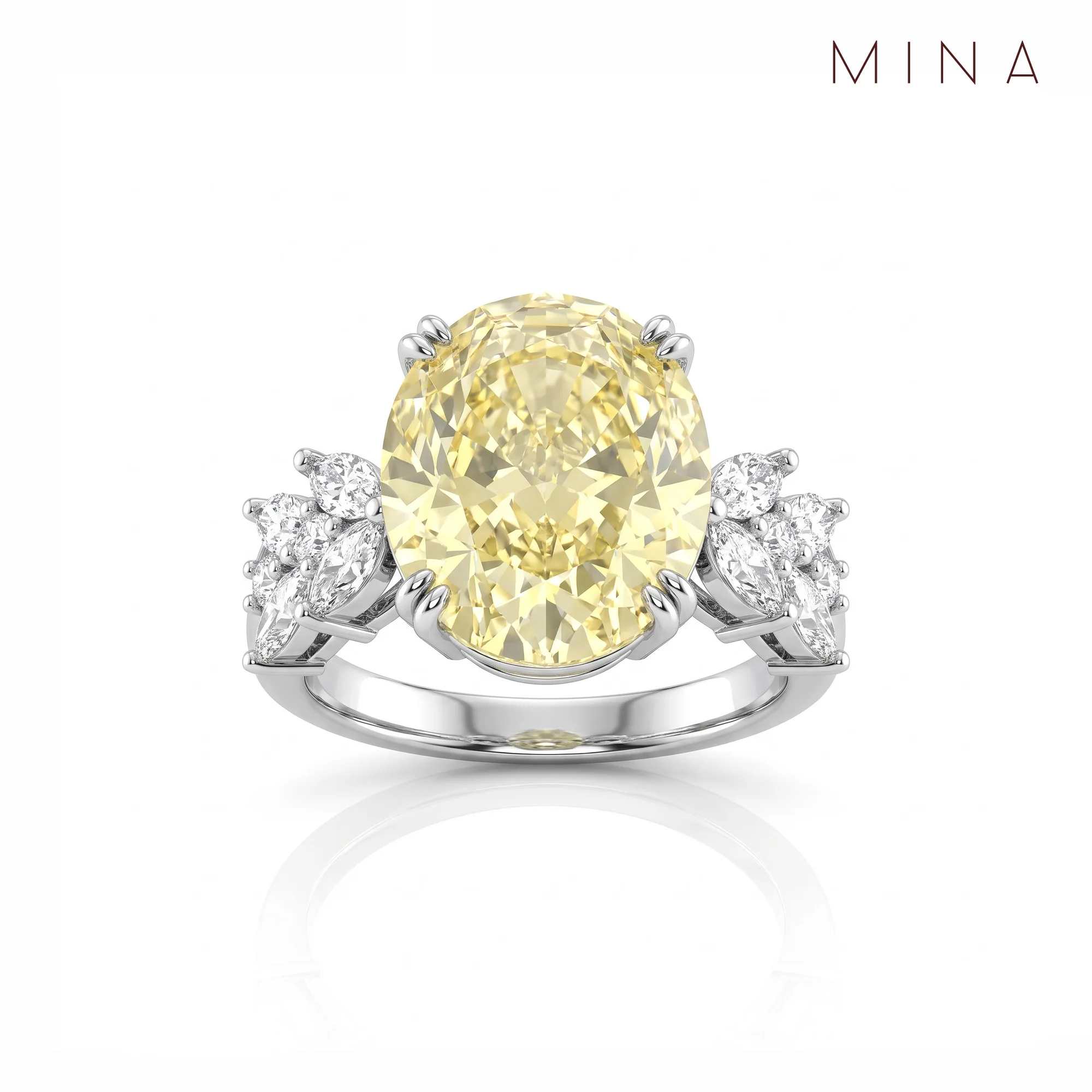 Canary Oval Leaf Spray Ring, view 1 — House of Mina
