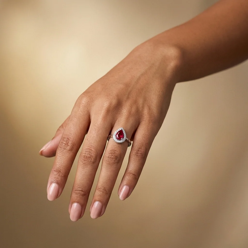 Ruby Halo Ring, view 2 — House of Mina