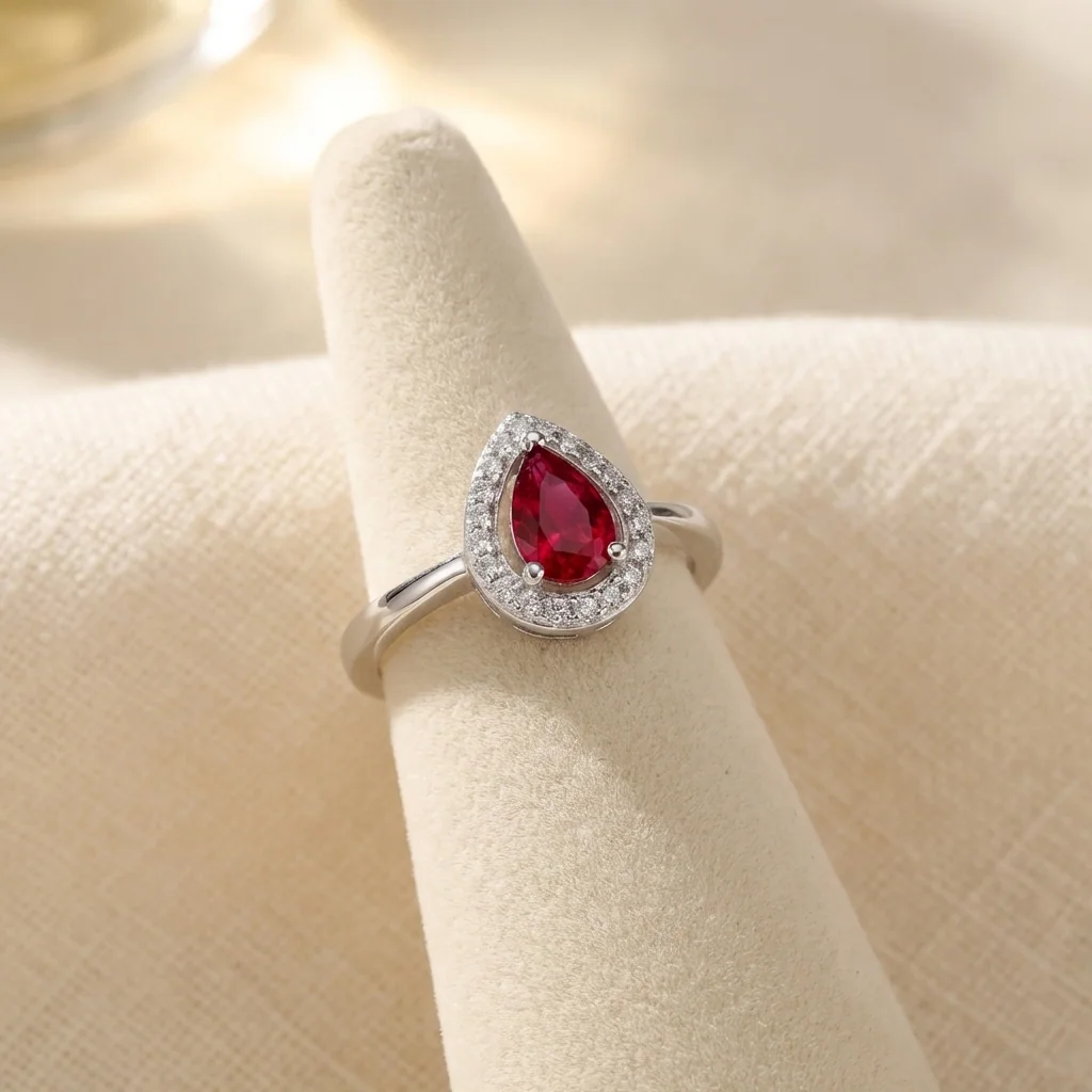 Ruby Halo Ring, view 4 — House of Mina
