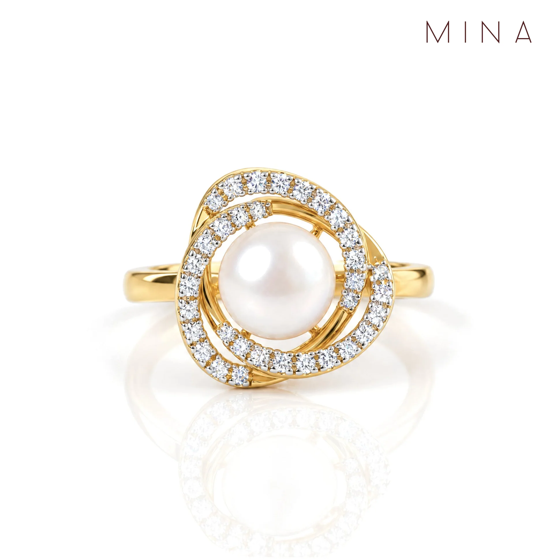 Luna Pearl Halo Ring, view 1 — House of Mina