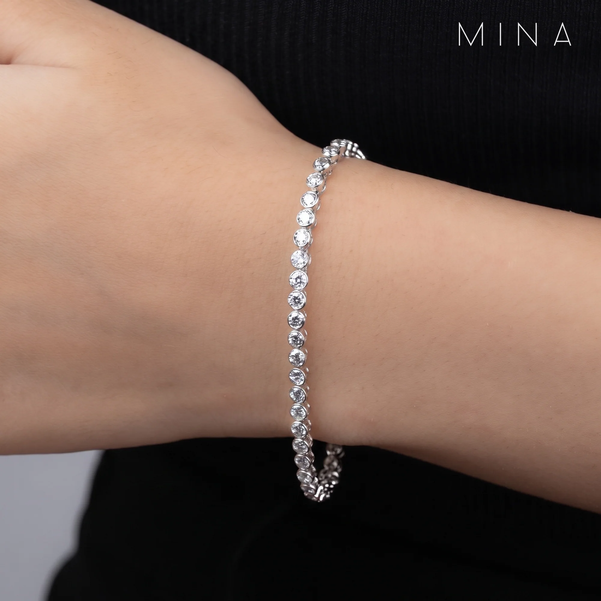 Lyra Tennis Bracelet, view 3 — House of Mina
