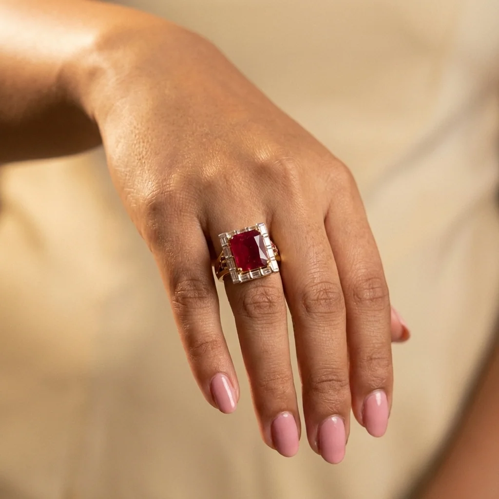 Emerald-Cut Baguette Cocktail Ring, view 3 — House of Mina