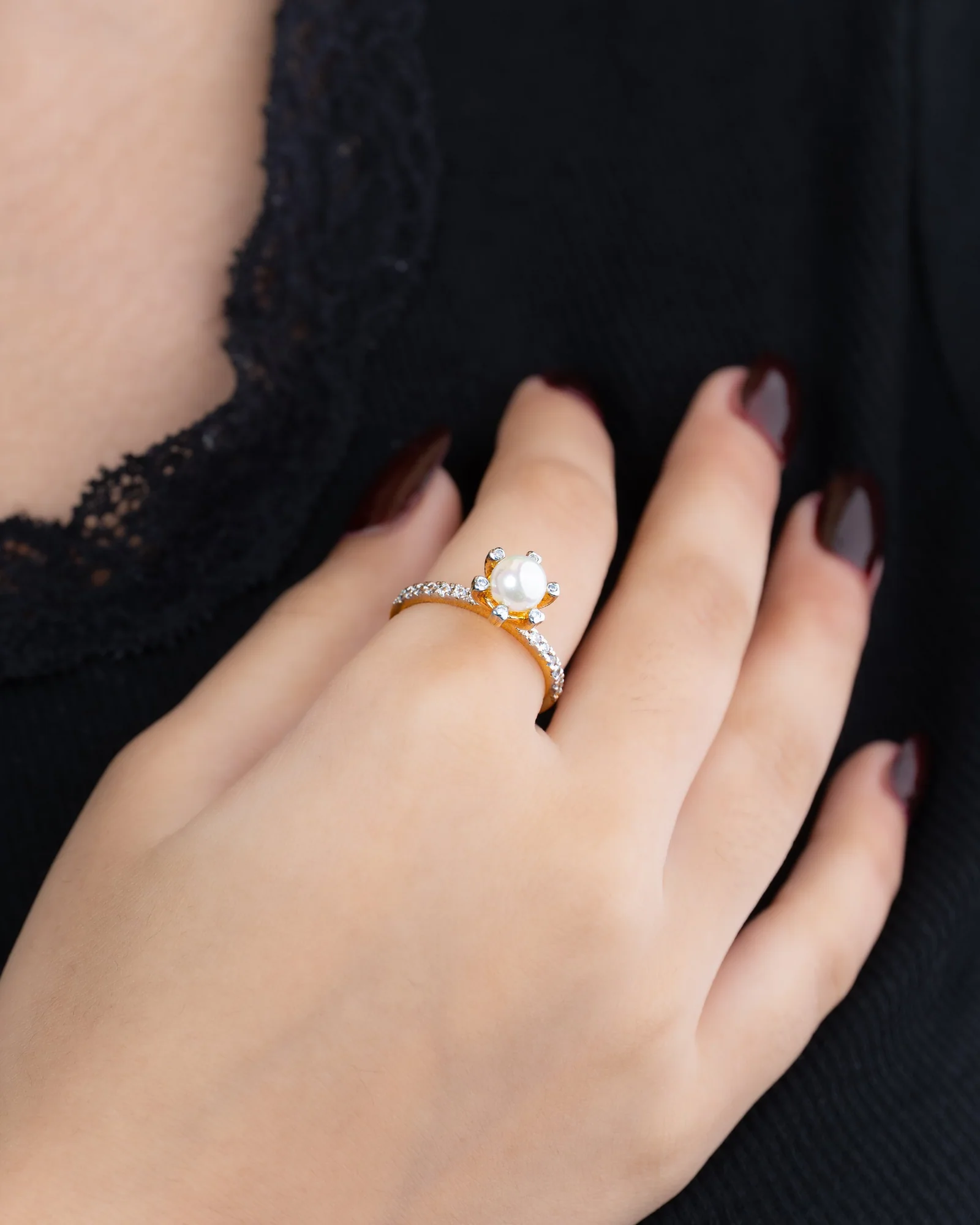 Margaux Pearl Ring, view 3 — House of Mina