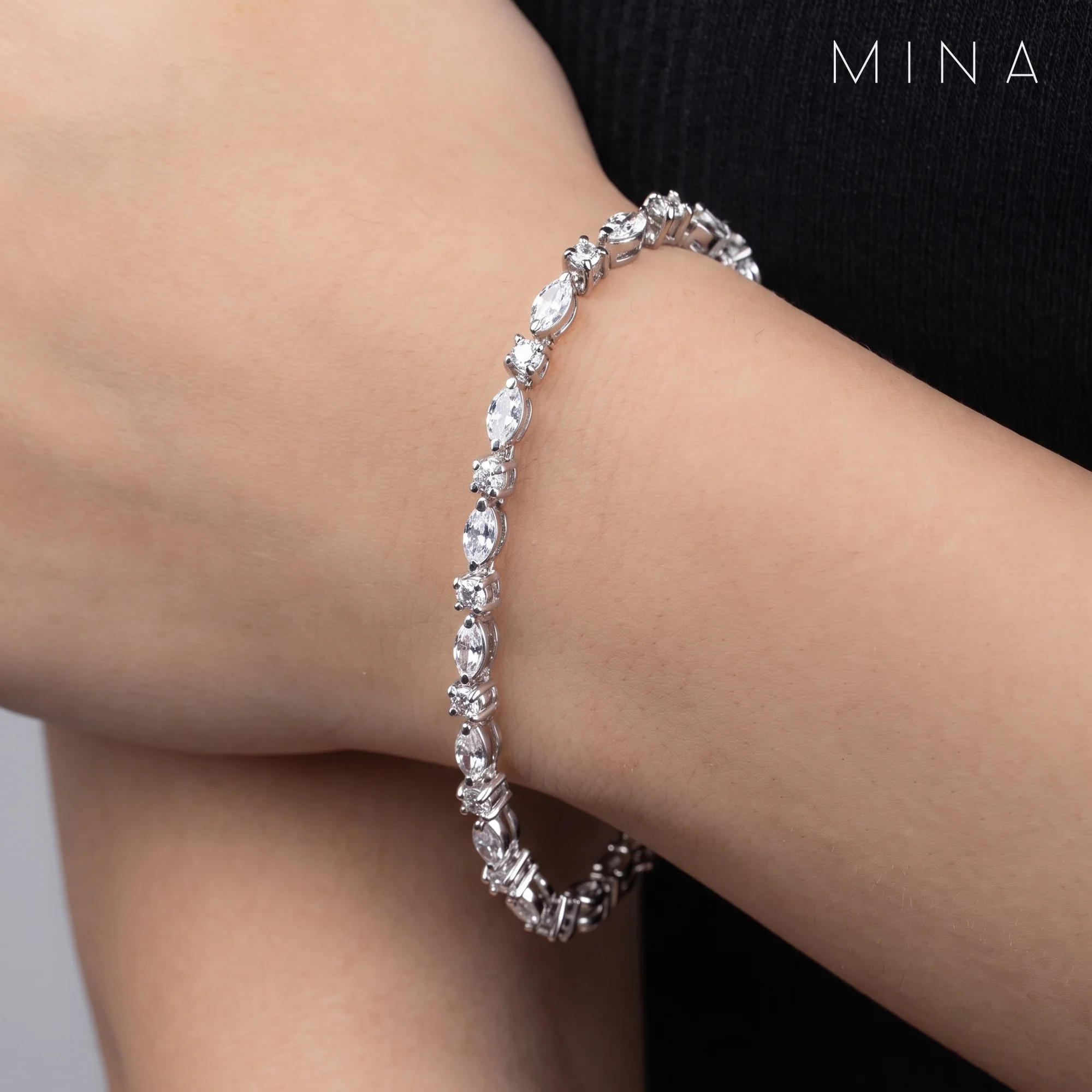 Marquise Muse Tennis Bracelet, view 4 — House of Mina