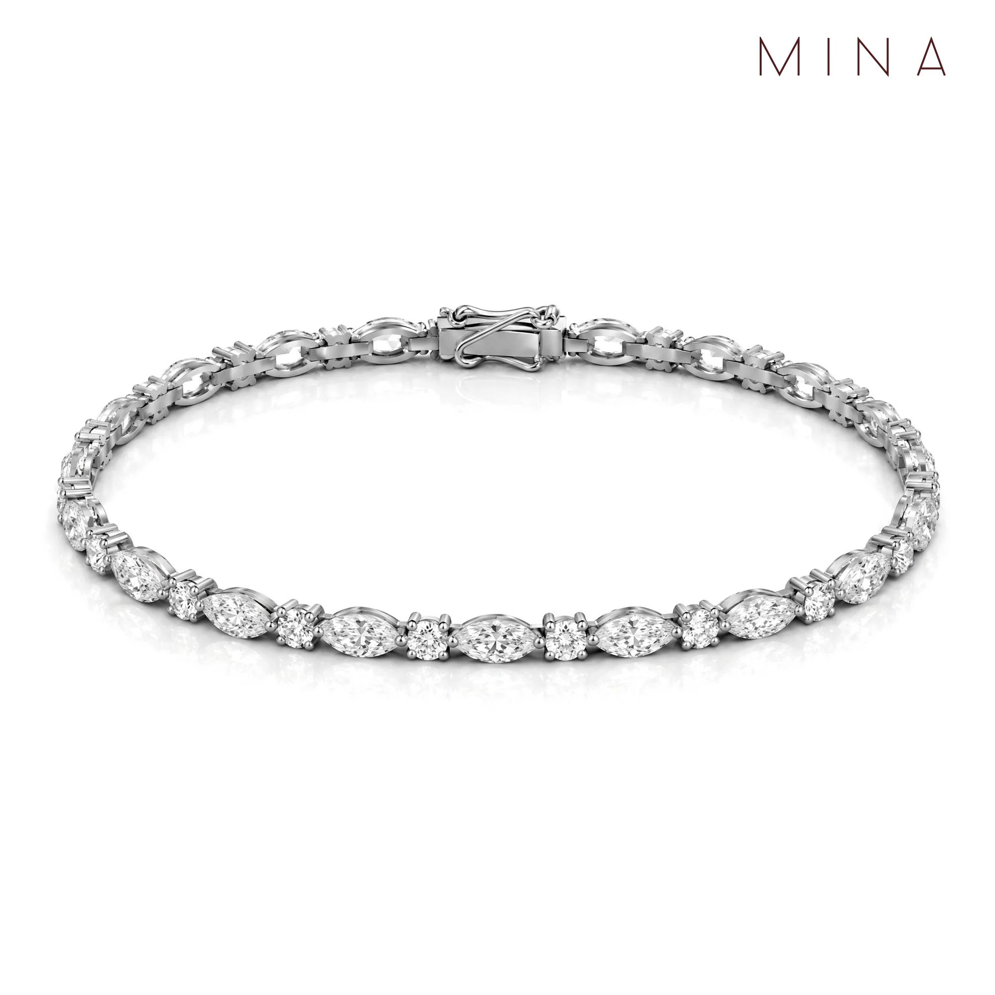 Marquise Muse Tennis Bracelet, view 9 — House of Mina