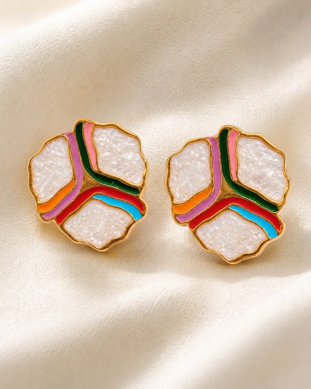 Mosaic Studs, view 2 — House of Mina