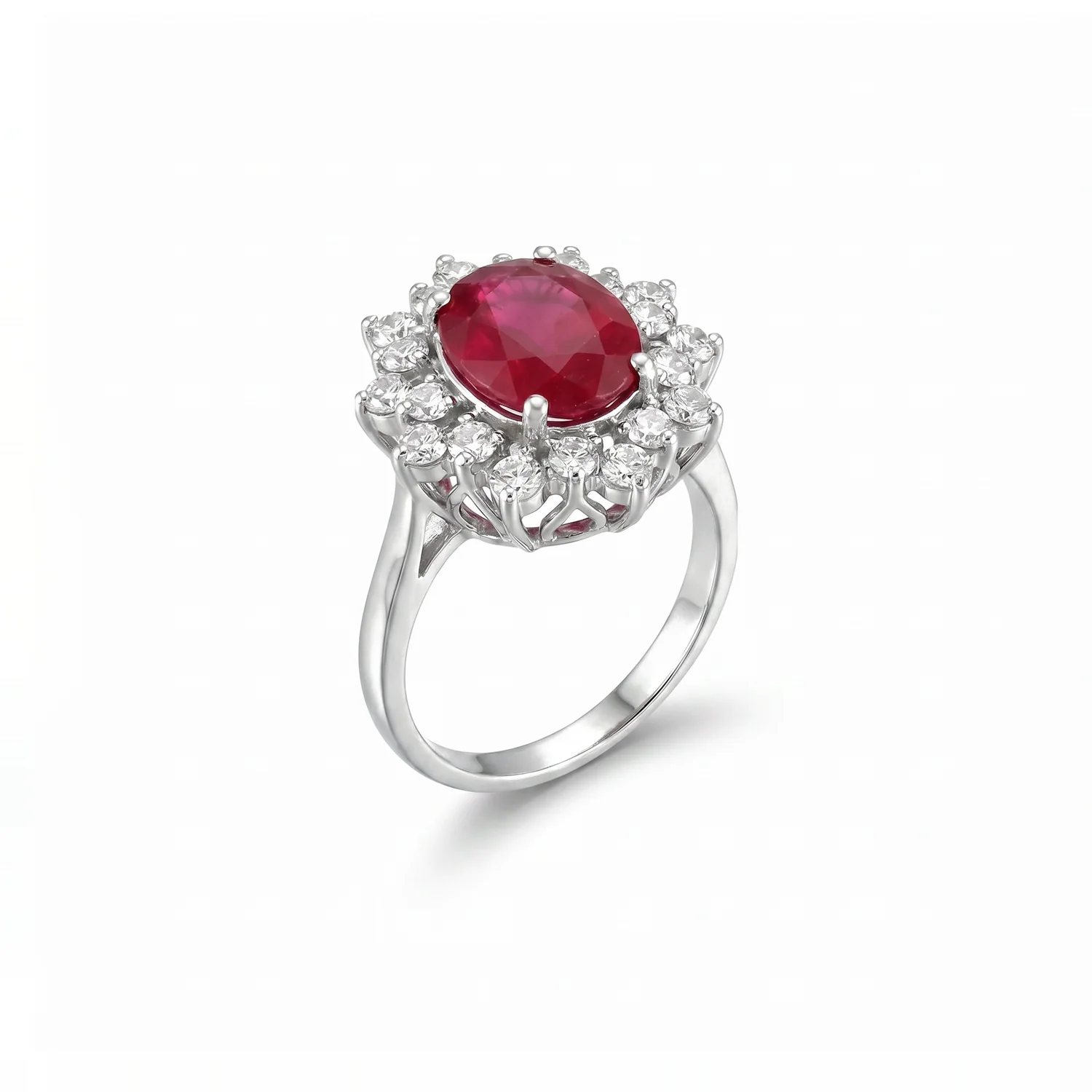 Ruby Sunburst Halo Ring