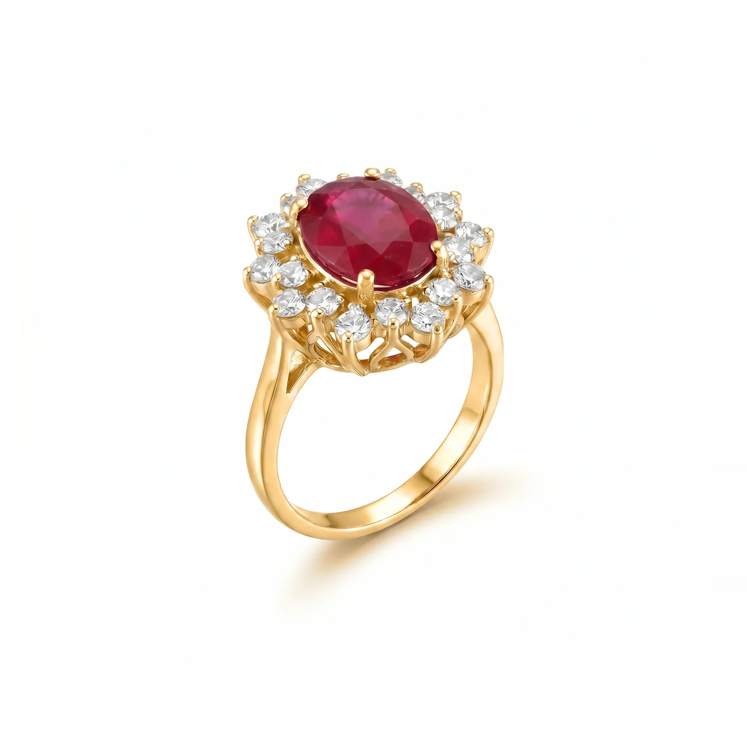 Ruby Sunburst Halo Ring, view 4 — House of Mina