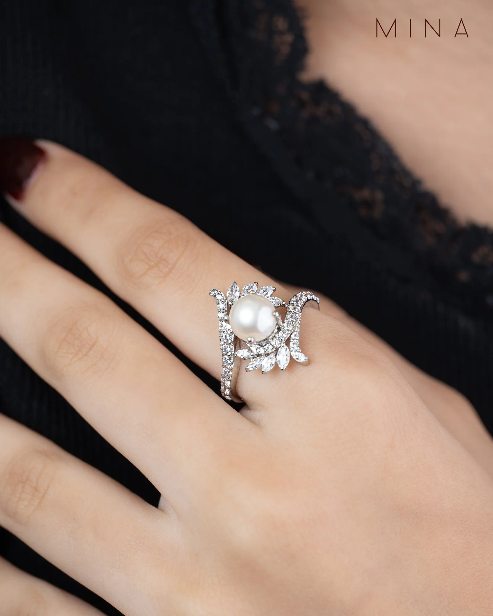 Nova Pearl Ring, view 3 — House of Mina