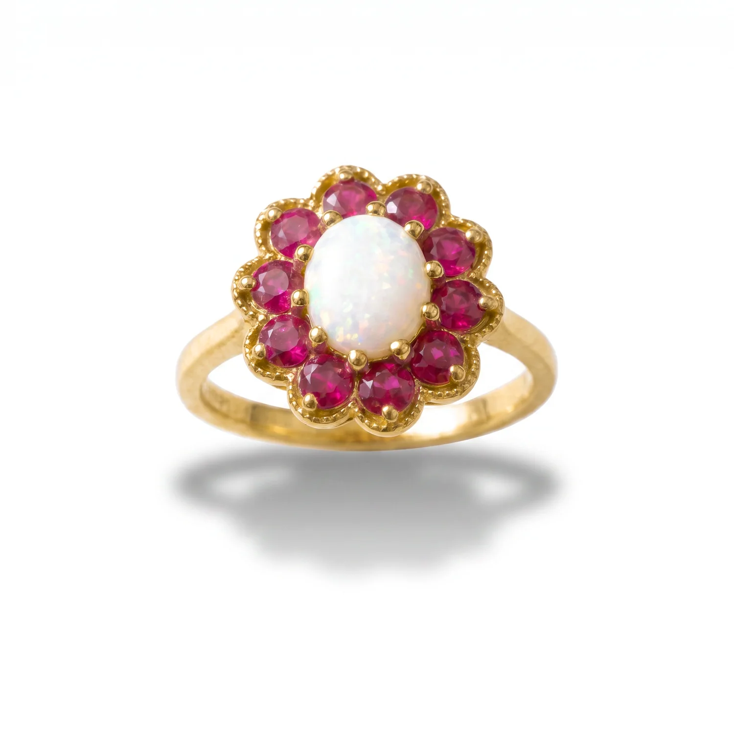 Opal Ruby Cluster Ring, view 2 — House of Mina