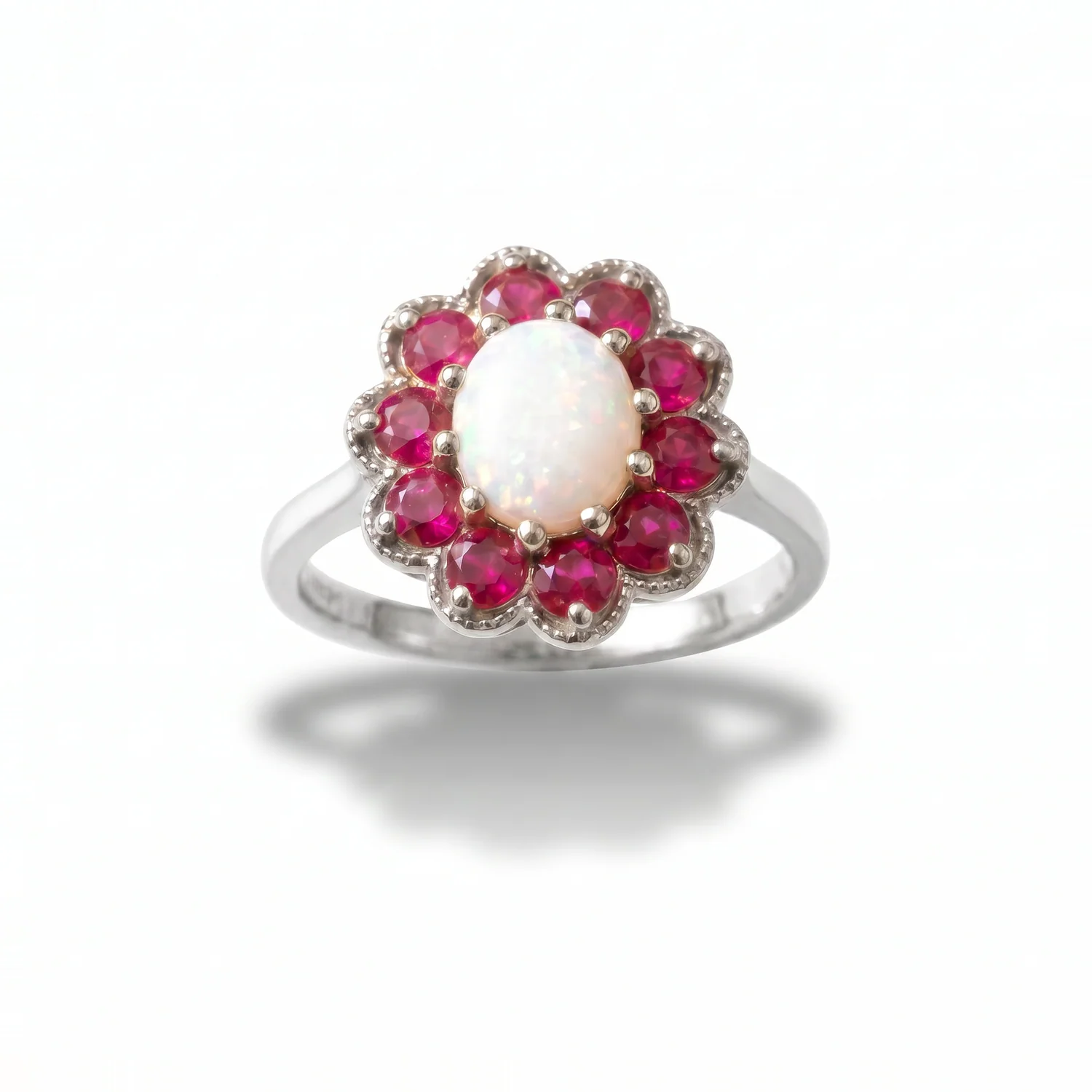 Opal Ruby Cluster Ring