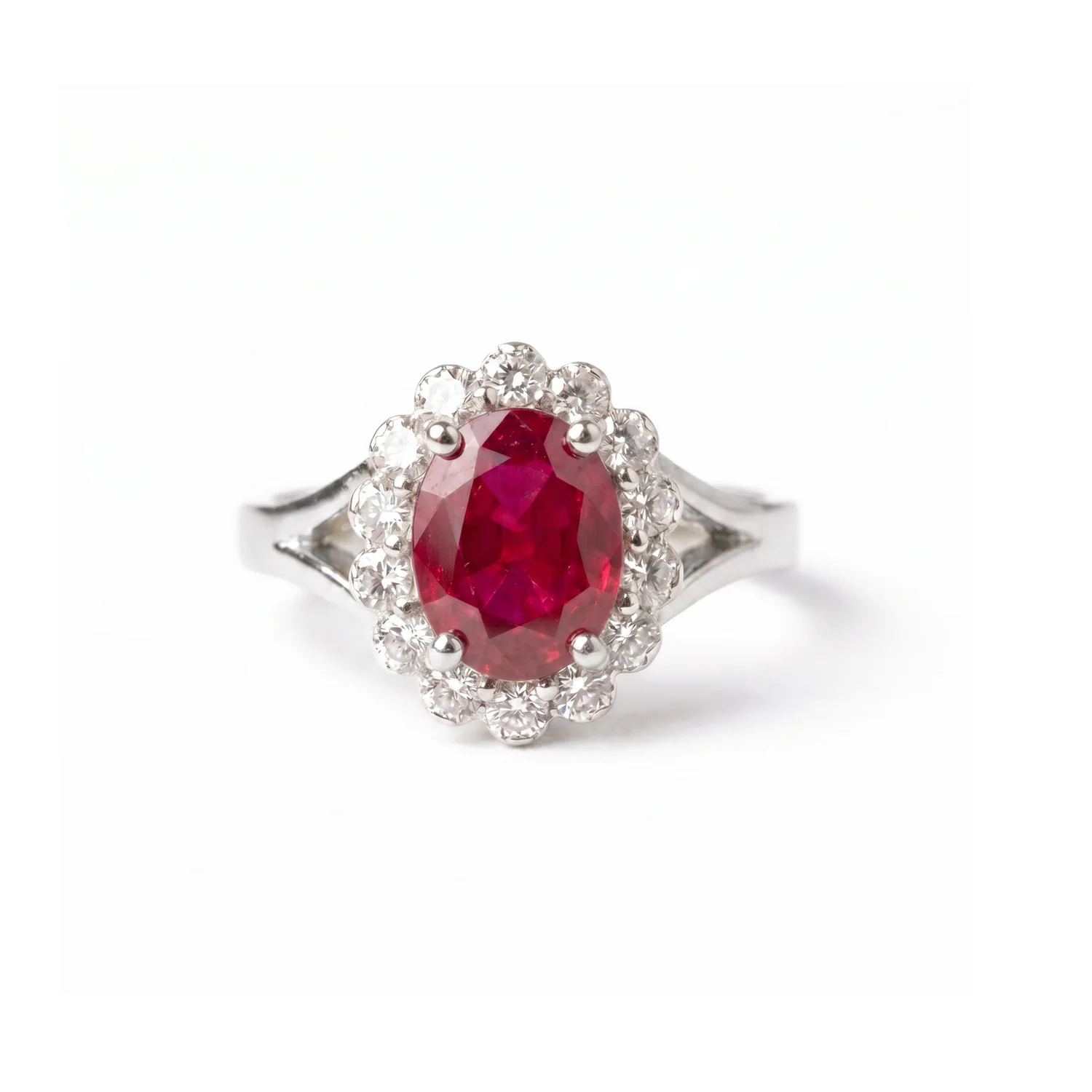 Oval Ruby Halo Ring