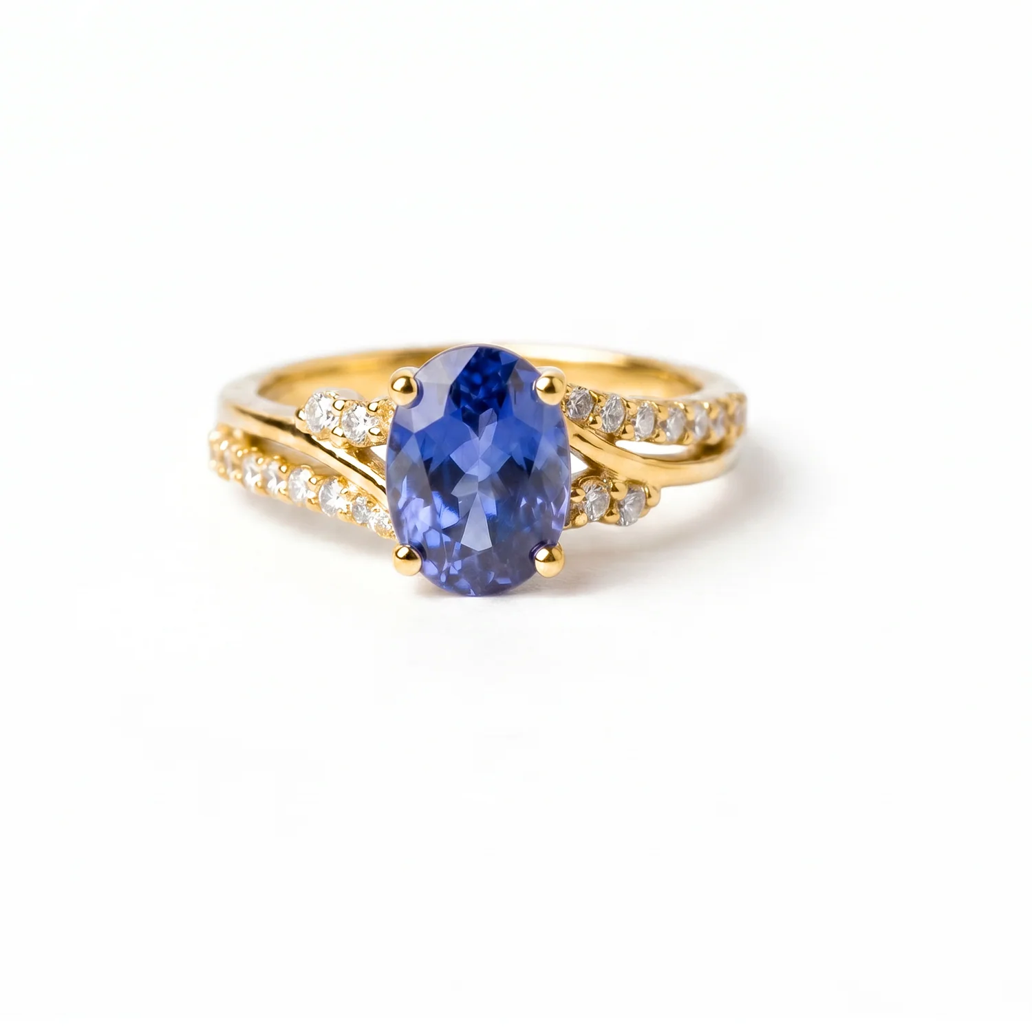 Oval Sapphire Pavé Ring, view 4 — House of Mina