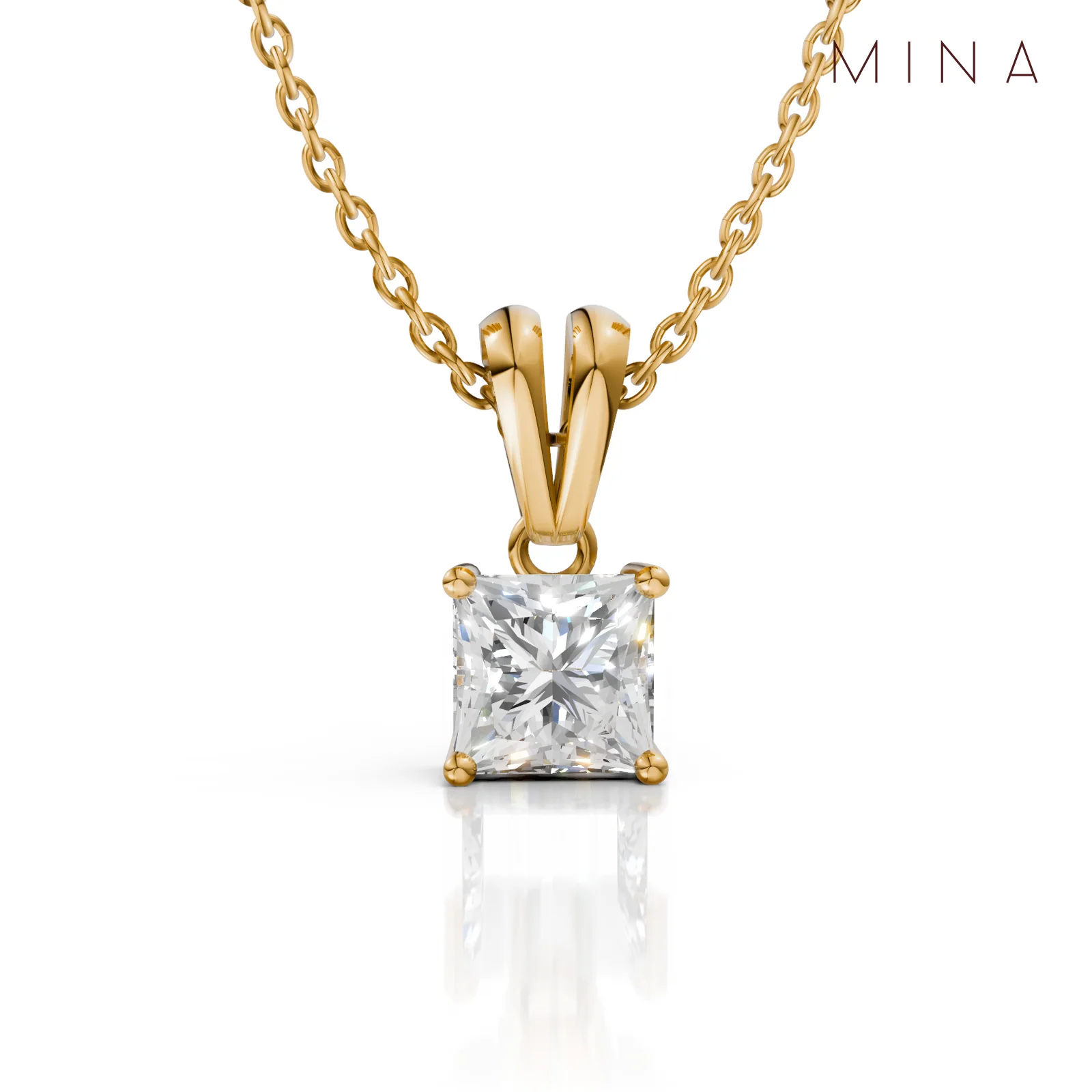 Princess Cut Moissanite Pendant Necklace, view 1 — House of Mina