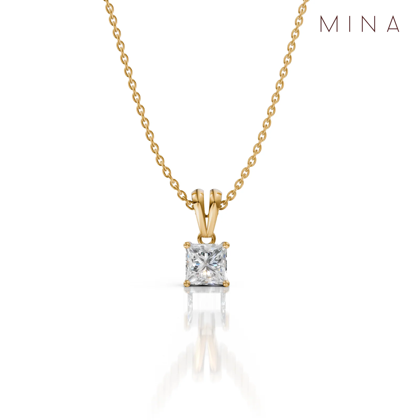 Princess Cut Moissanite Pendant Necklace, view 3 — House of Mina