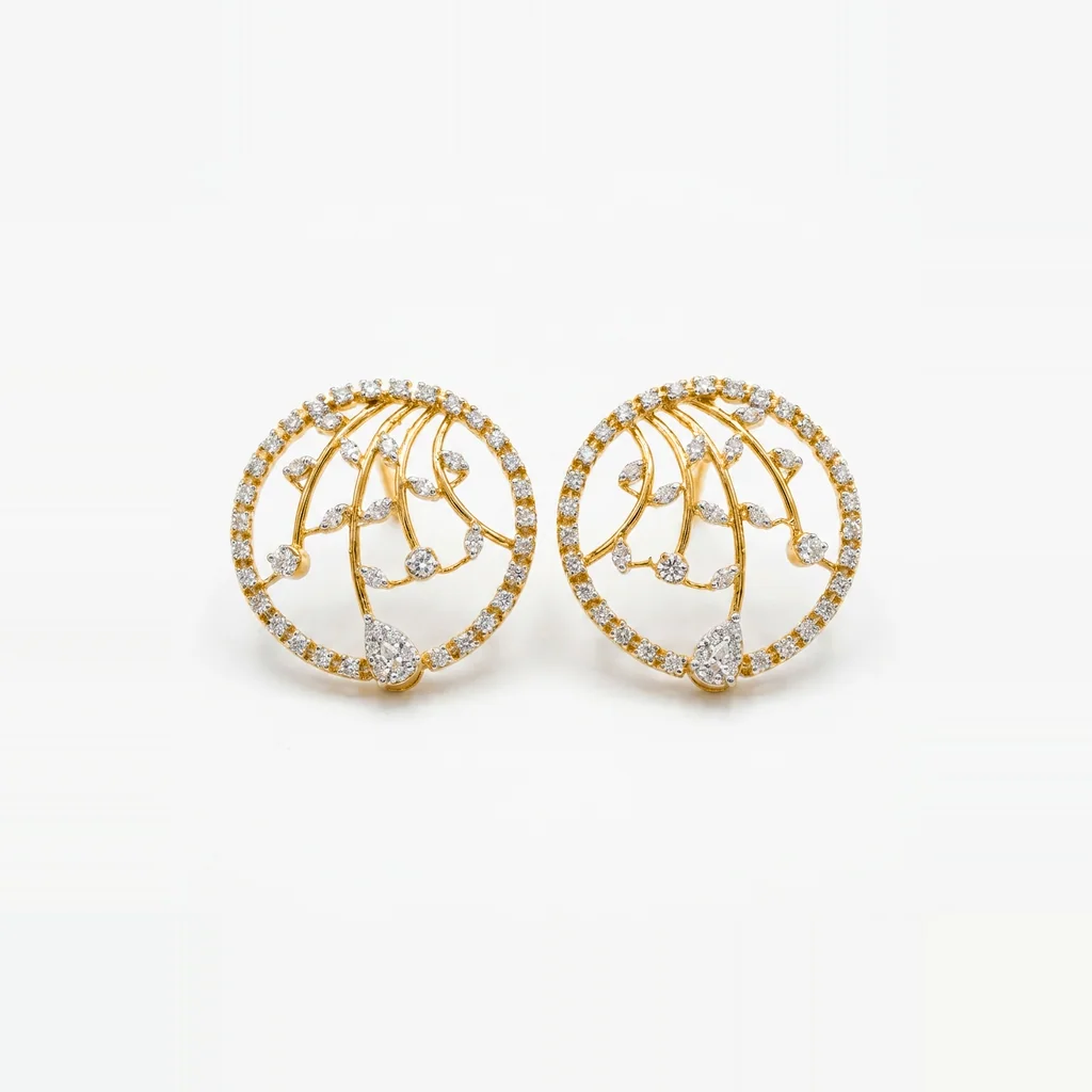 Rosalie Vine Circle Studs, view 1 — House of Mina