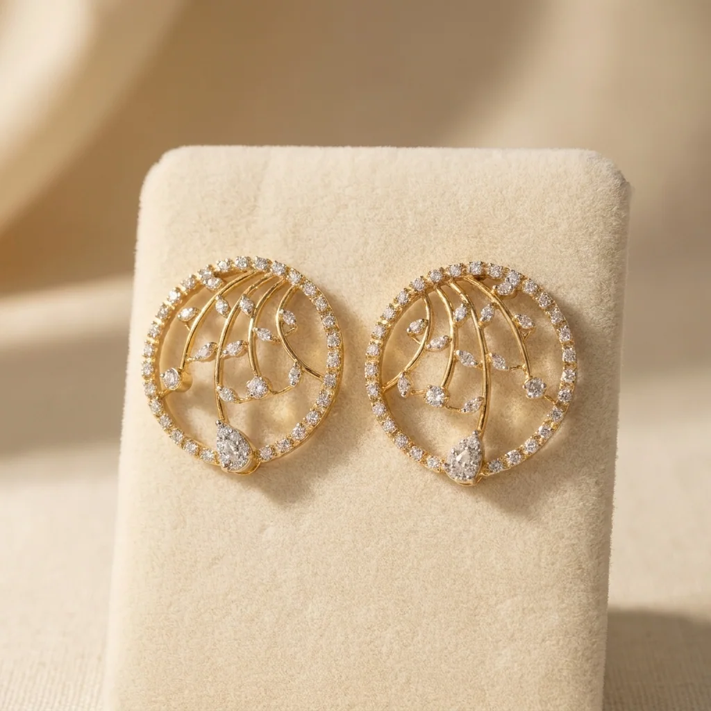 Rosalie Vine Circle Studs, view 2 — House of Mina
