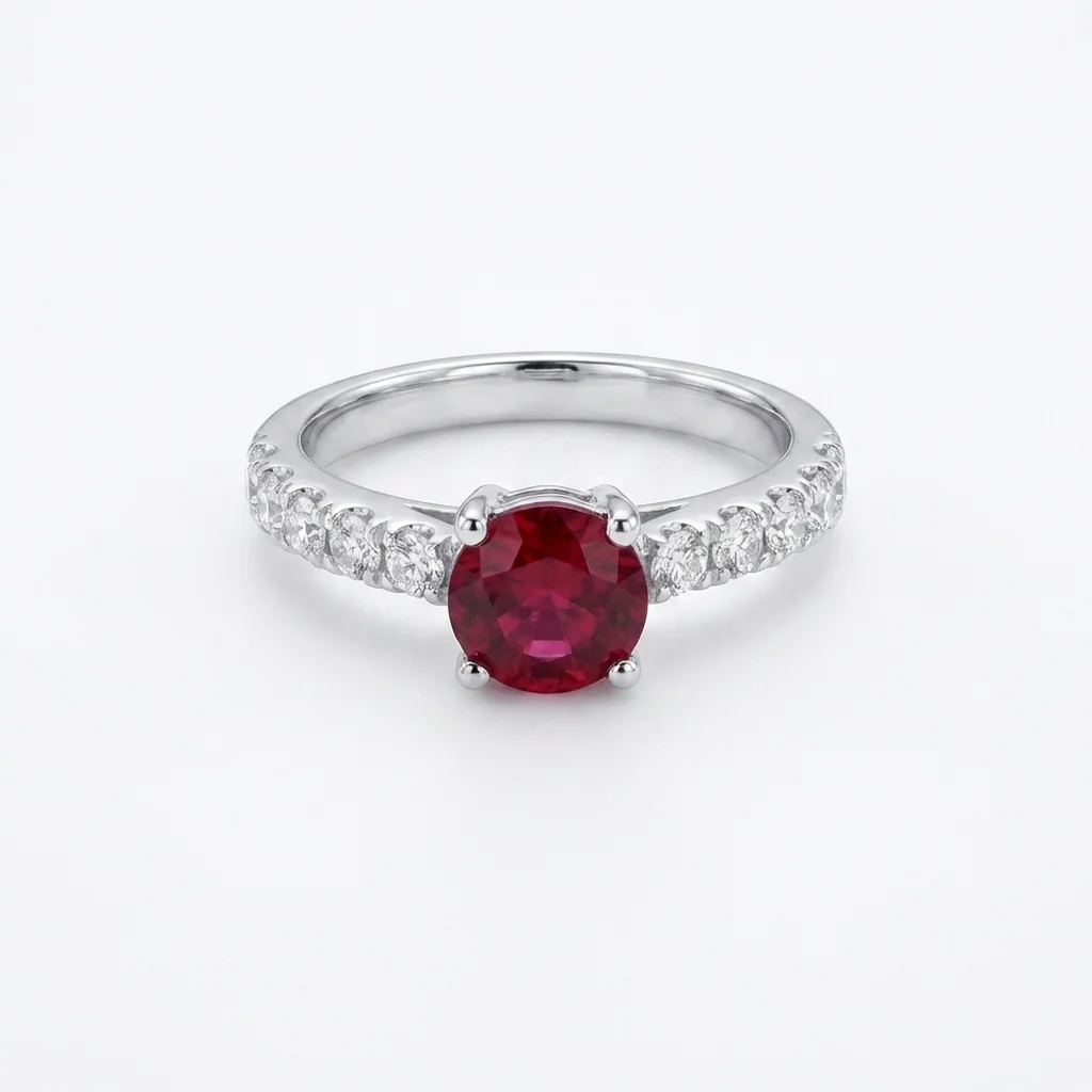 Rosalind Round Ruby Pavé Ring