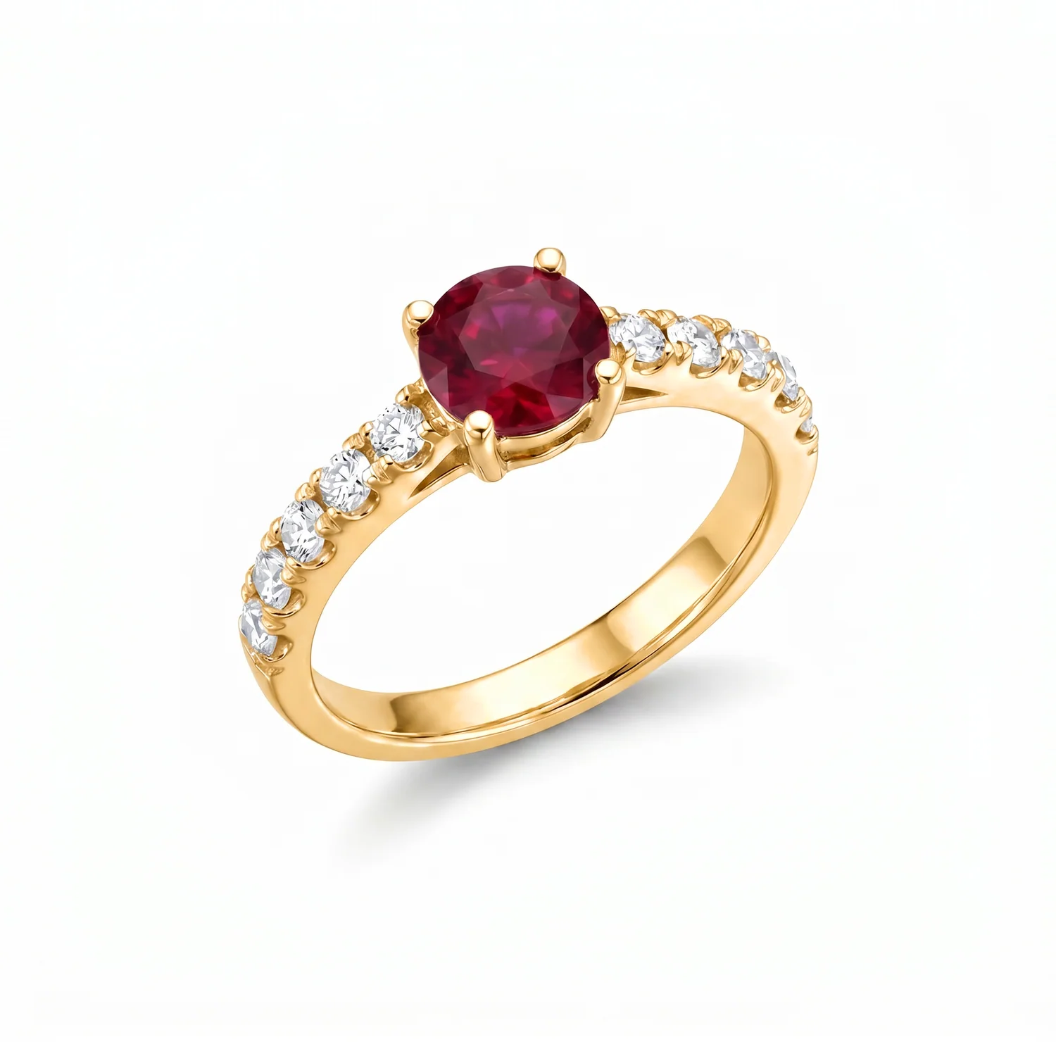 Rosalind Round Ruby Pavé Ring, view 4 — House of Mina