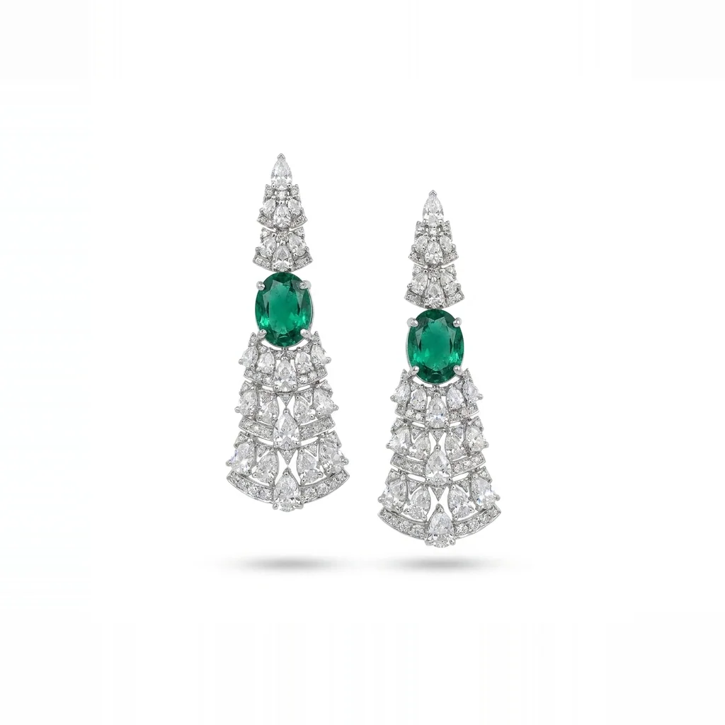 Emerald Tiered Chandelier Earrings