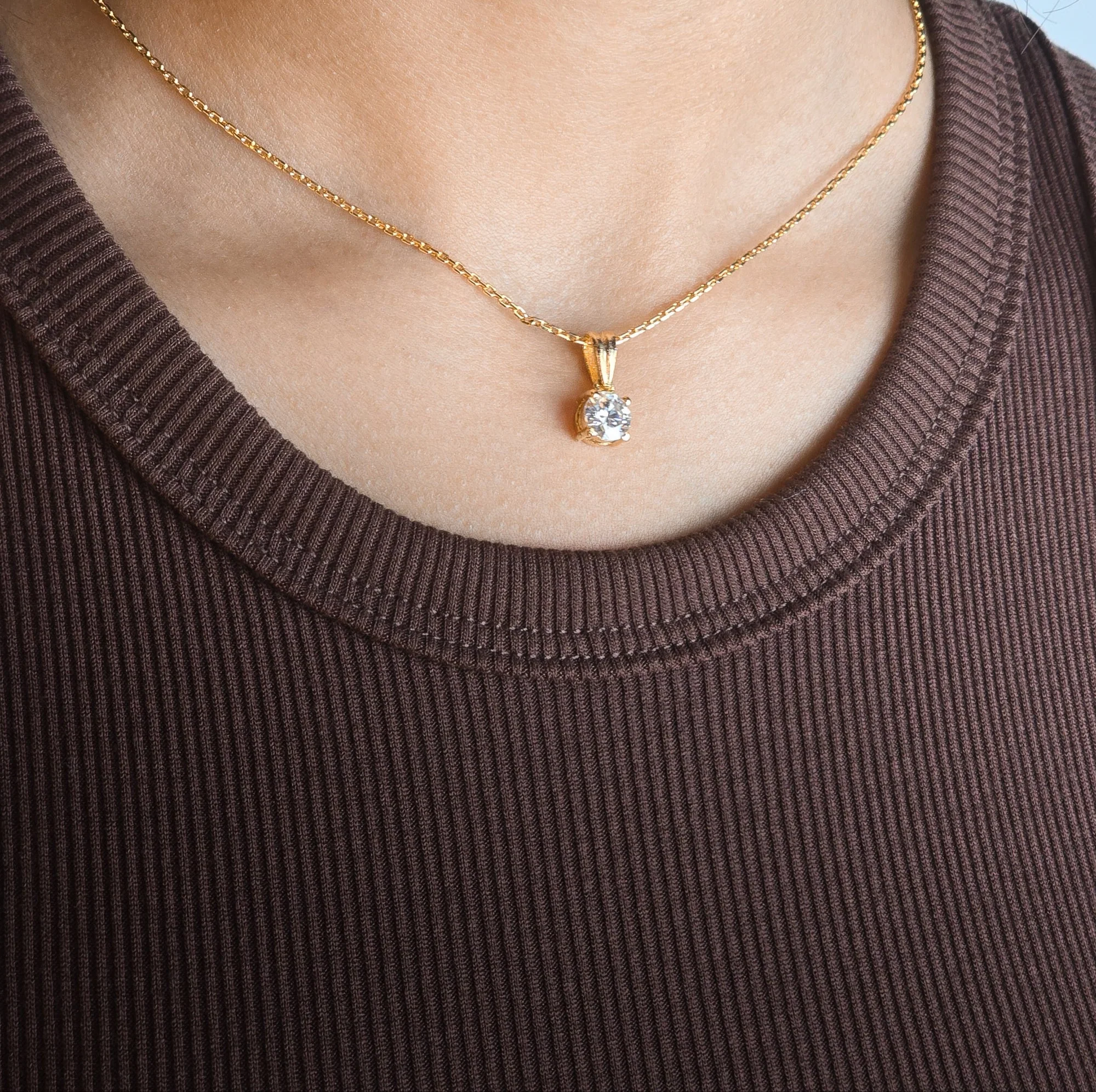 Round Moissanite Pendant Necklace, view 4 — House of Mina