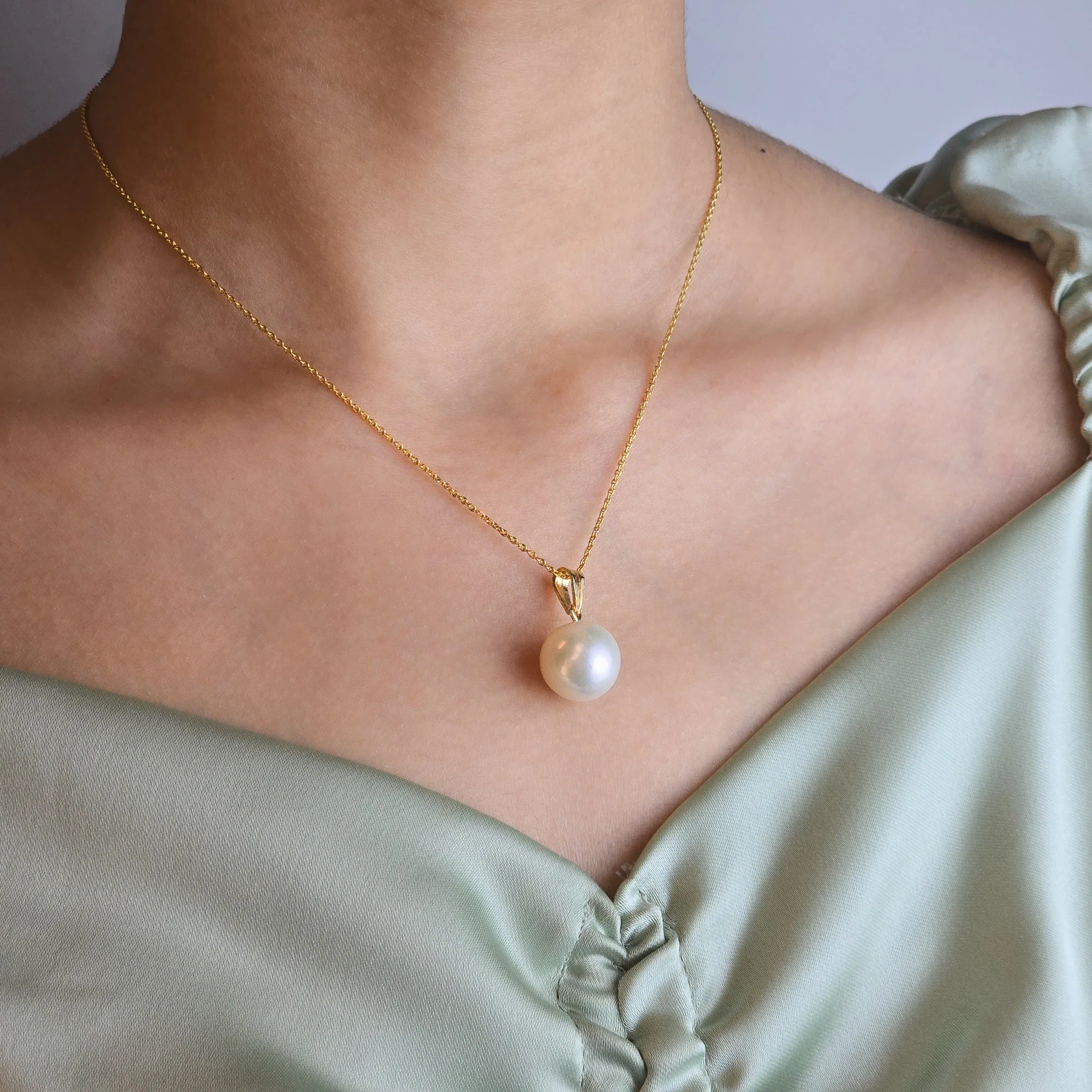 Round Pearl Pendant, view 2 — House of Mina