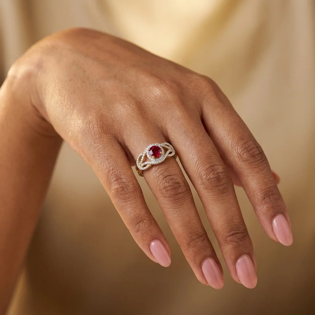 Round Woven Halo Ring, view 2 — House of Mina