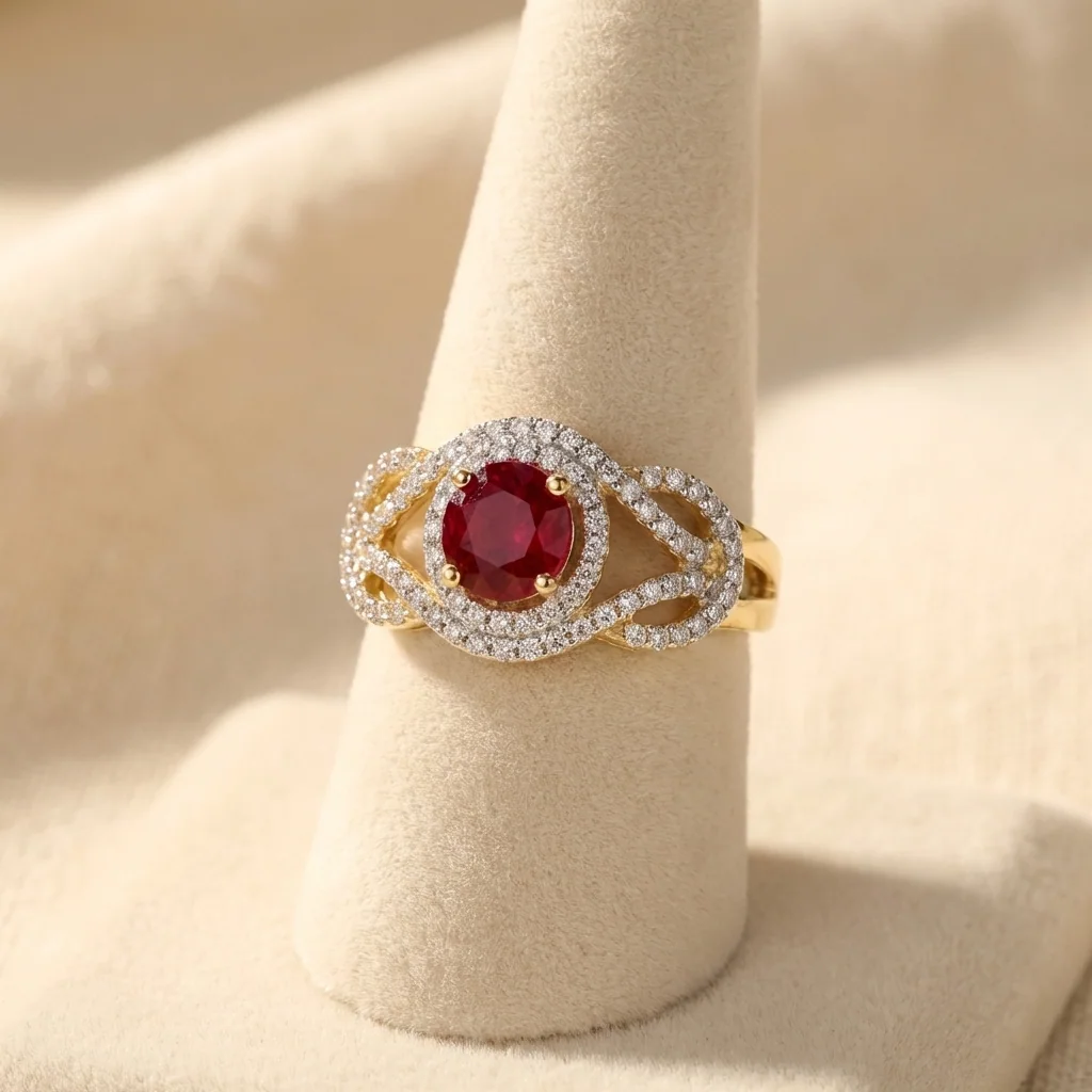 Round Woven Halo Ring, view 4 — House of Mina