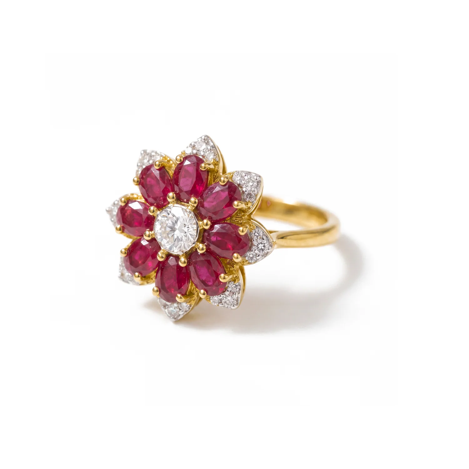 Ruby Floral Cluster Ring, view 2 — House of Mina