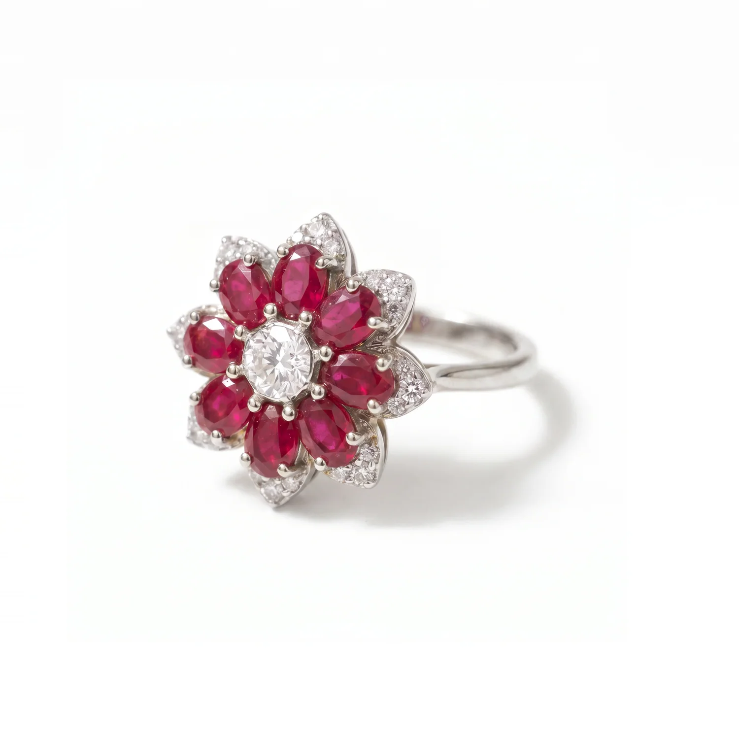 Ruby Floral Cluster Ring