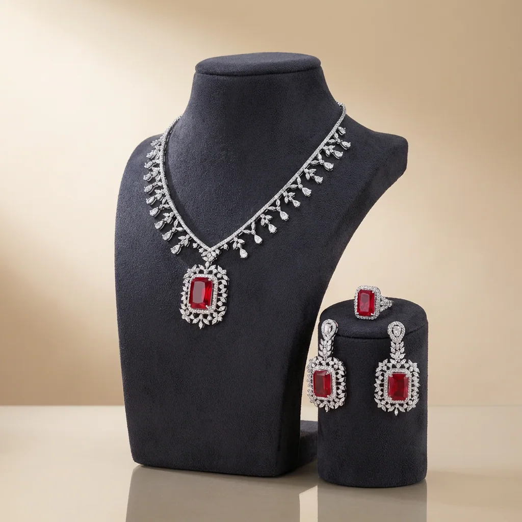 Ruby Halo Bridal Set - original