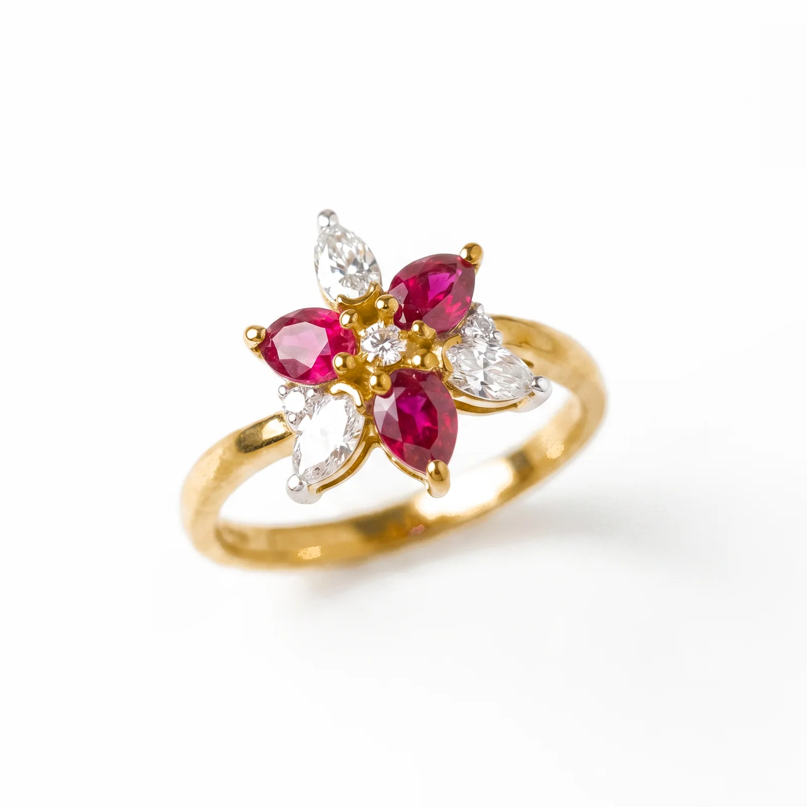 Ruby Petal Cluster Ring, view 2 — House of Mina