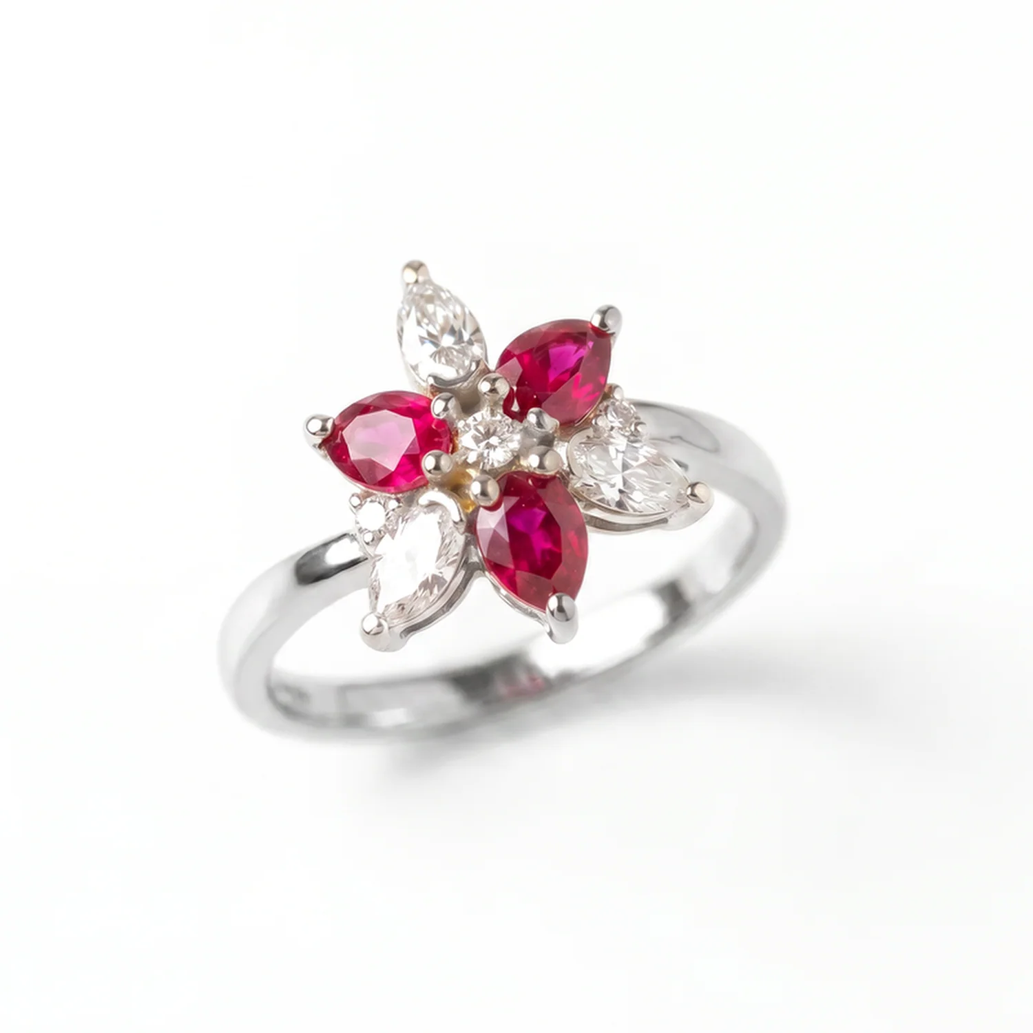 Ruby Petal Cluster Ring