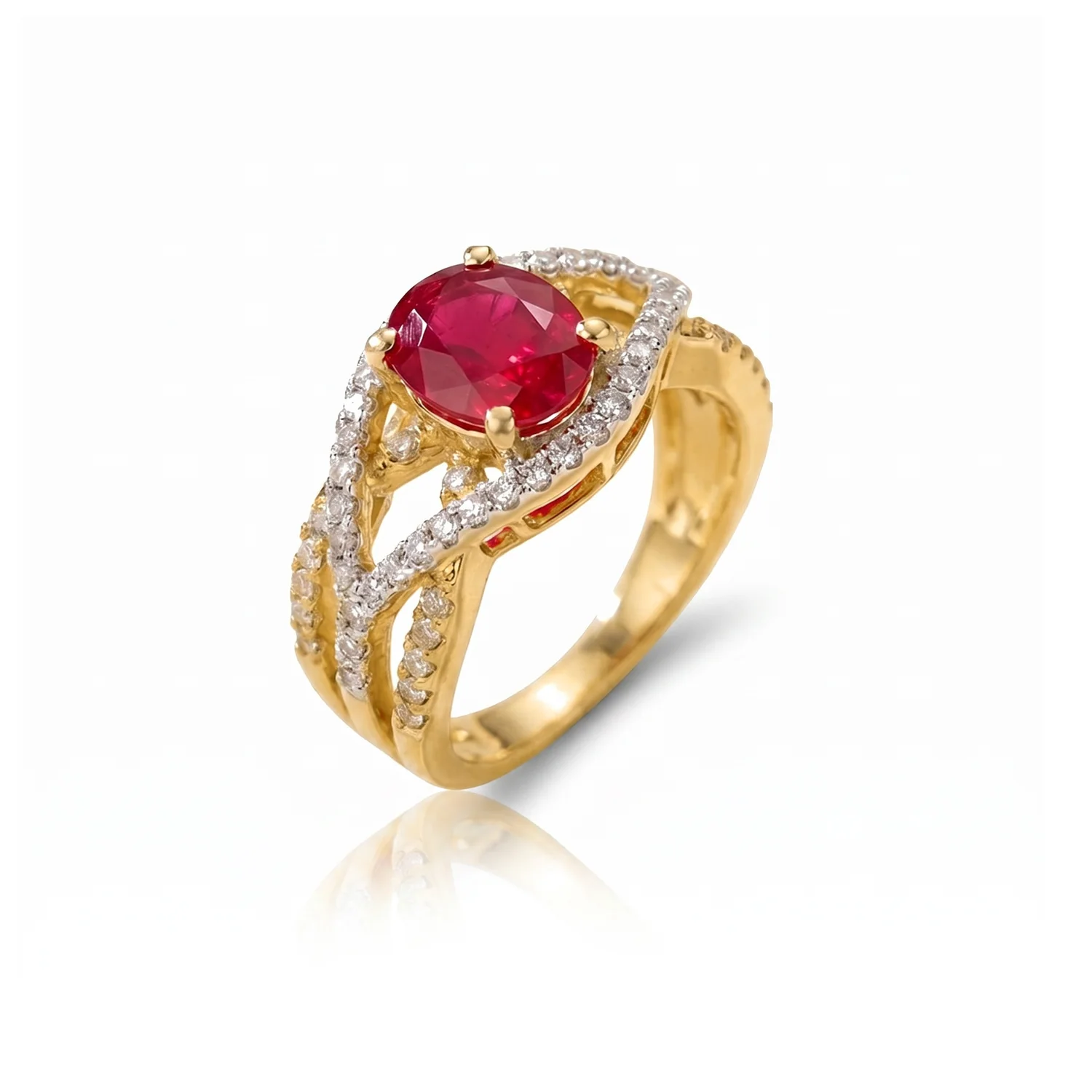 Ruby Twist Ring, view 2 — House of Mina