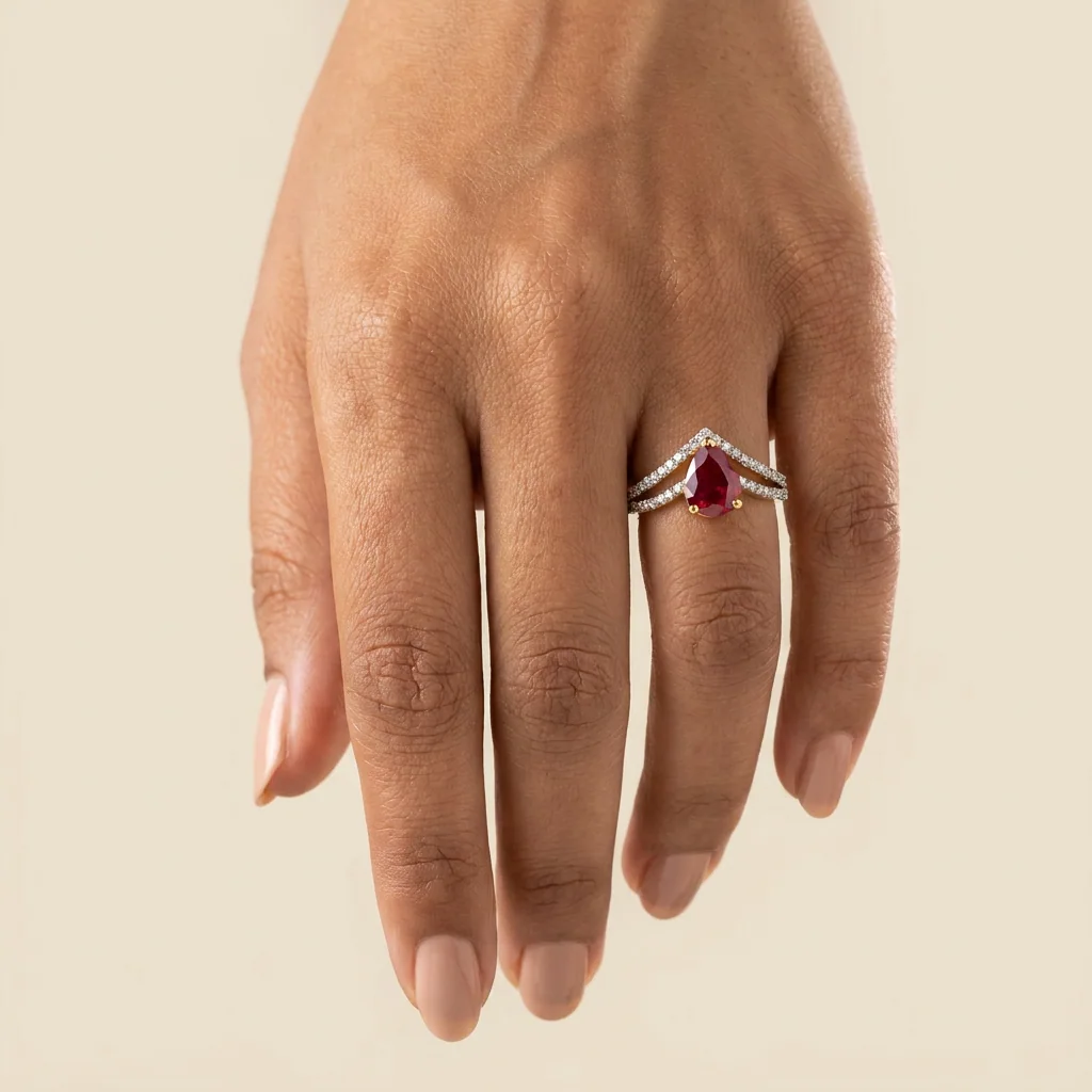 Ruby Wishbone Ring