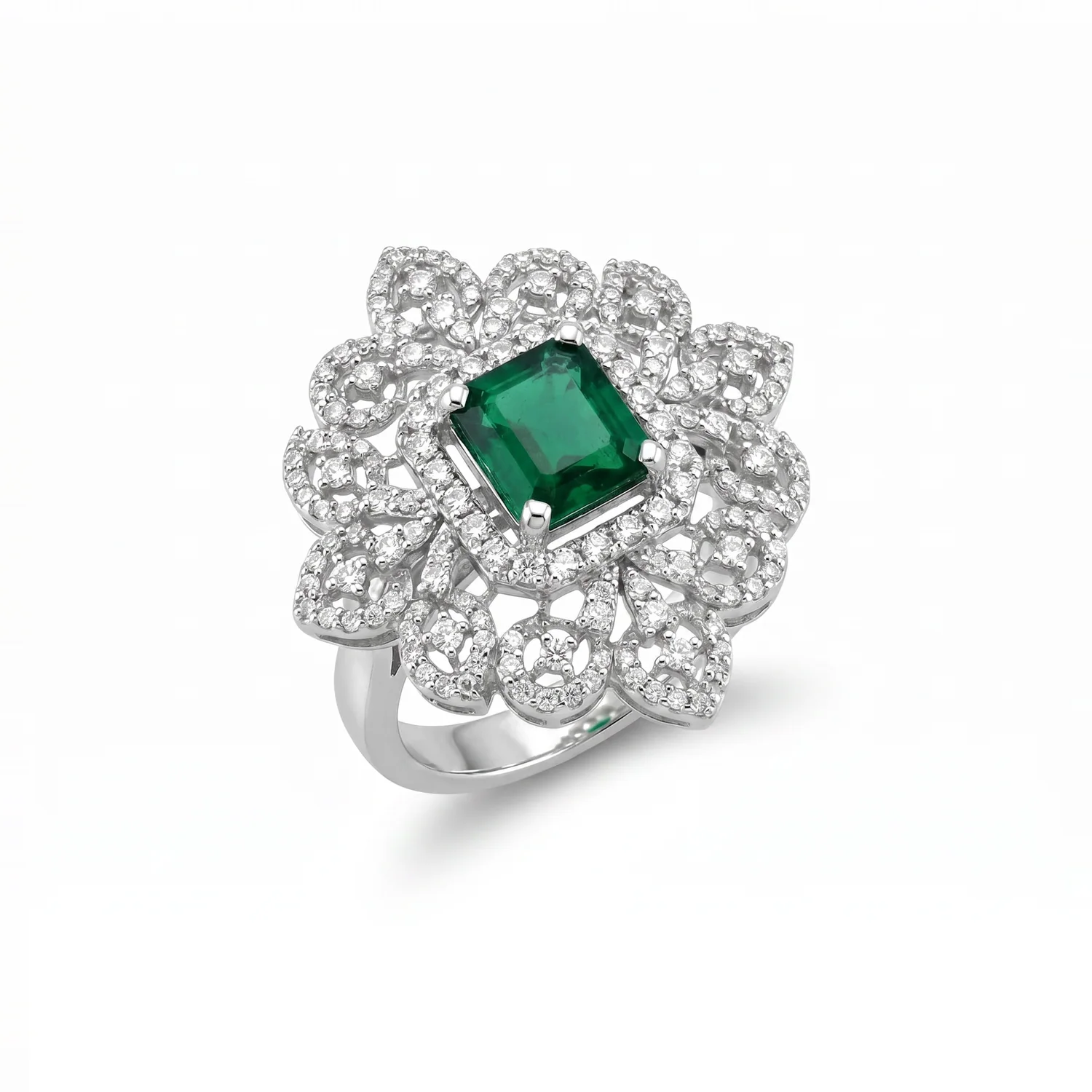 Emerald Filigree Cocktail Ring