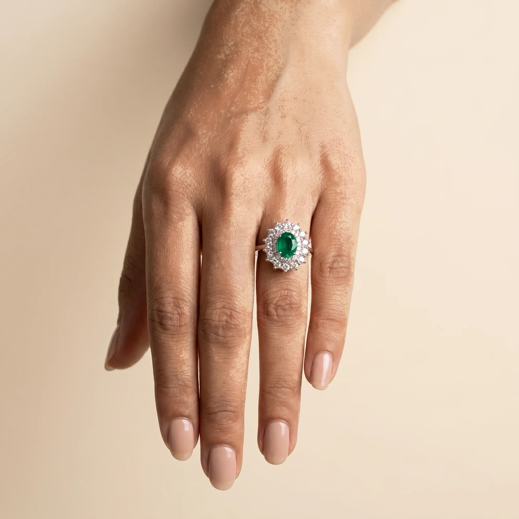 Emerald Filigree Cocktail Ring, view 2 — House of Mina