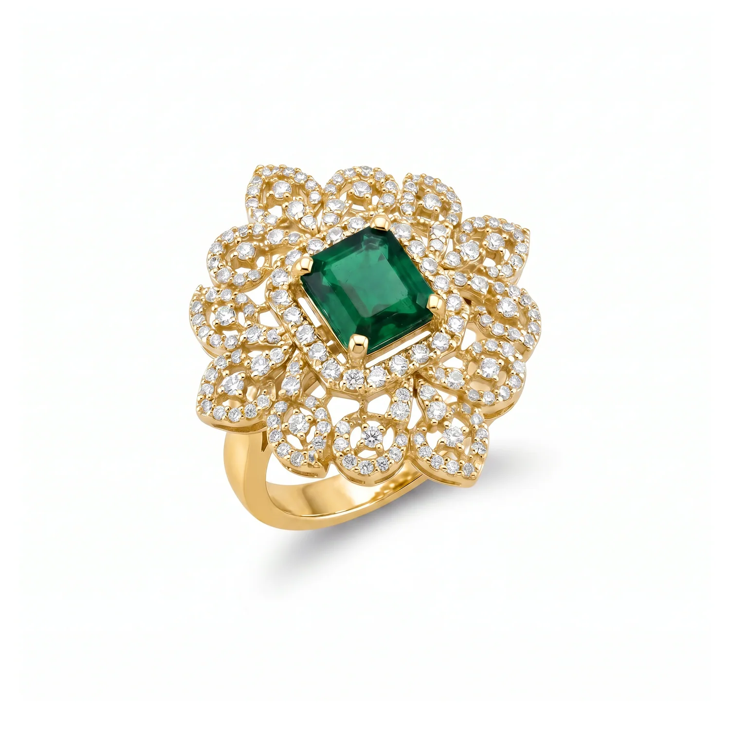 Emerald Filigree Cocktail Ring, view 5 — House of Mina
