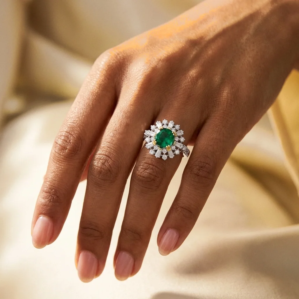 Deco Halo Cocktail Ring, view 3 — House of Mina